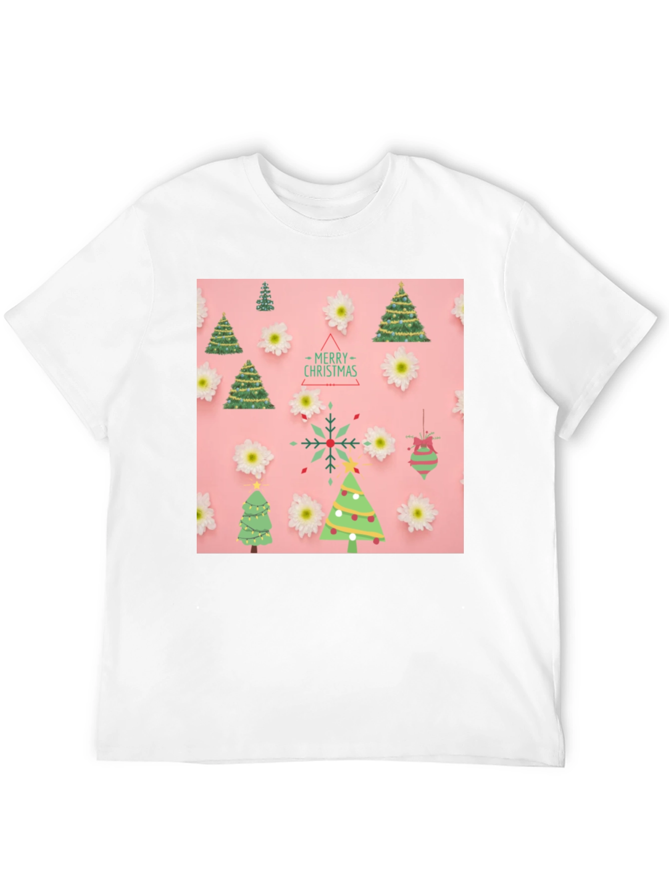 Christmas Tree Pattern Black T-Shirt