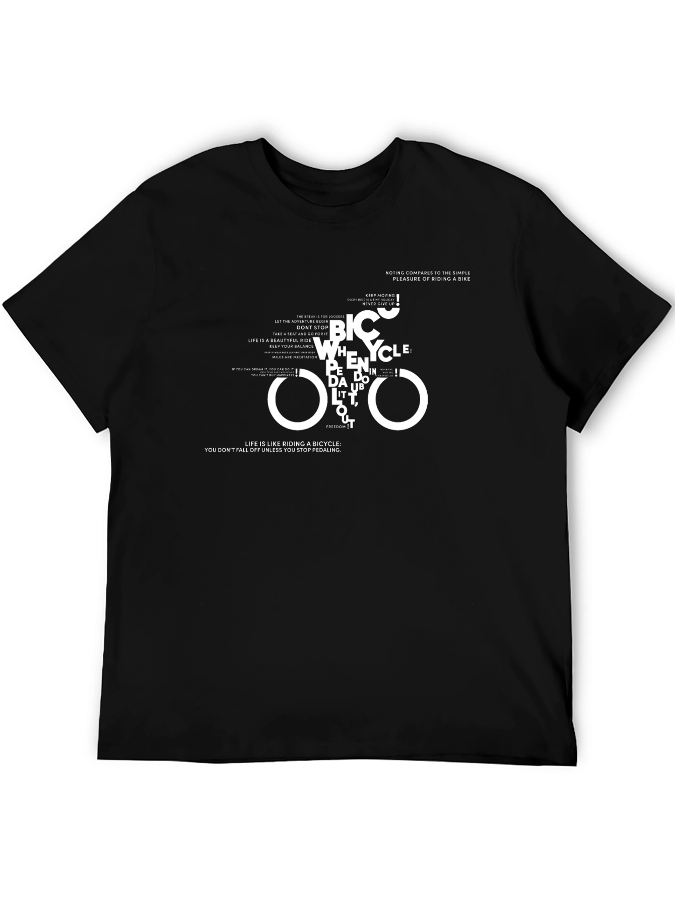 Bicycle Typography Graphic Print Black T-Shirt