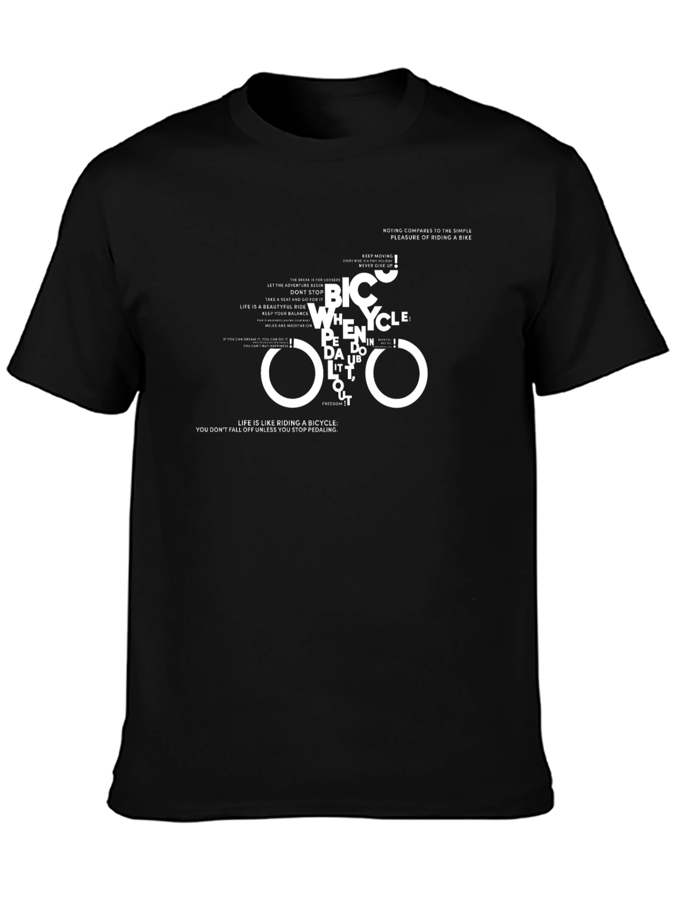 Bicycle Typography Graphic Print Black T-Shirt