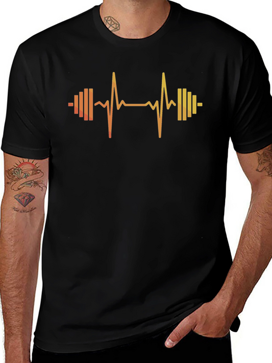 Fitness Heartbeat Barbell Graphic T-Shirt