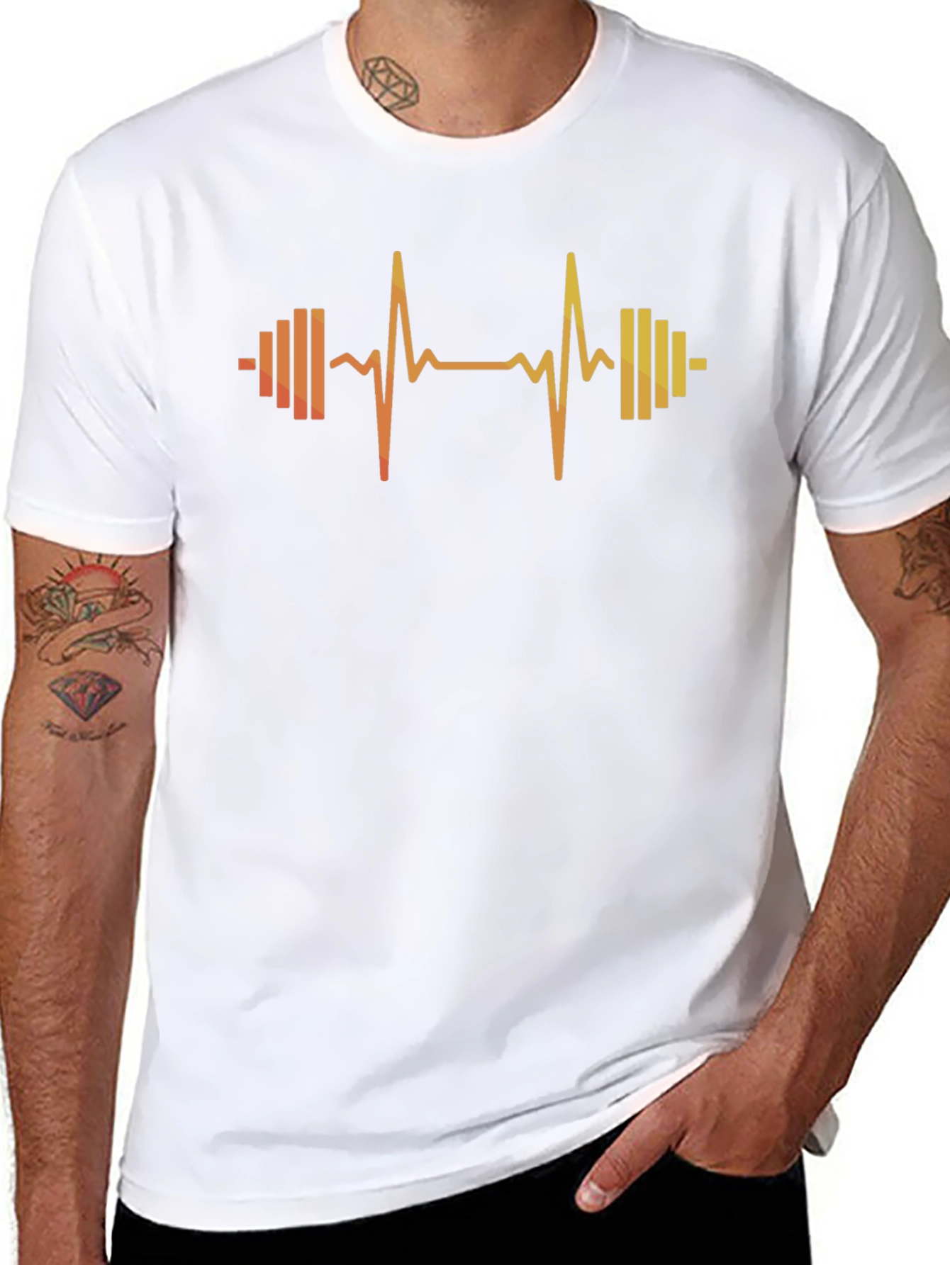 Fitness Heartbeat Barbell Graphic T-Shirt