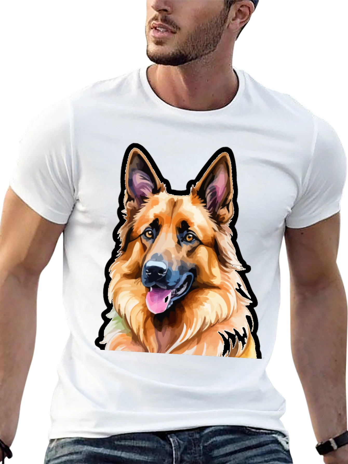 German Shepherd Dog Graphic Tee - Mens Black T-Shirt