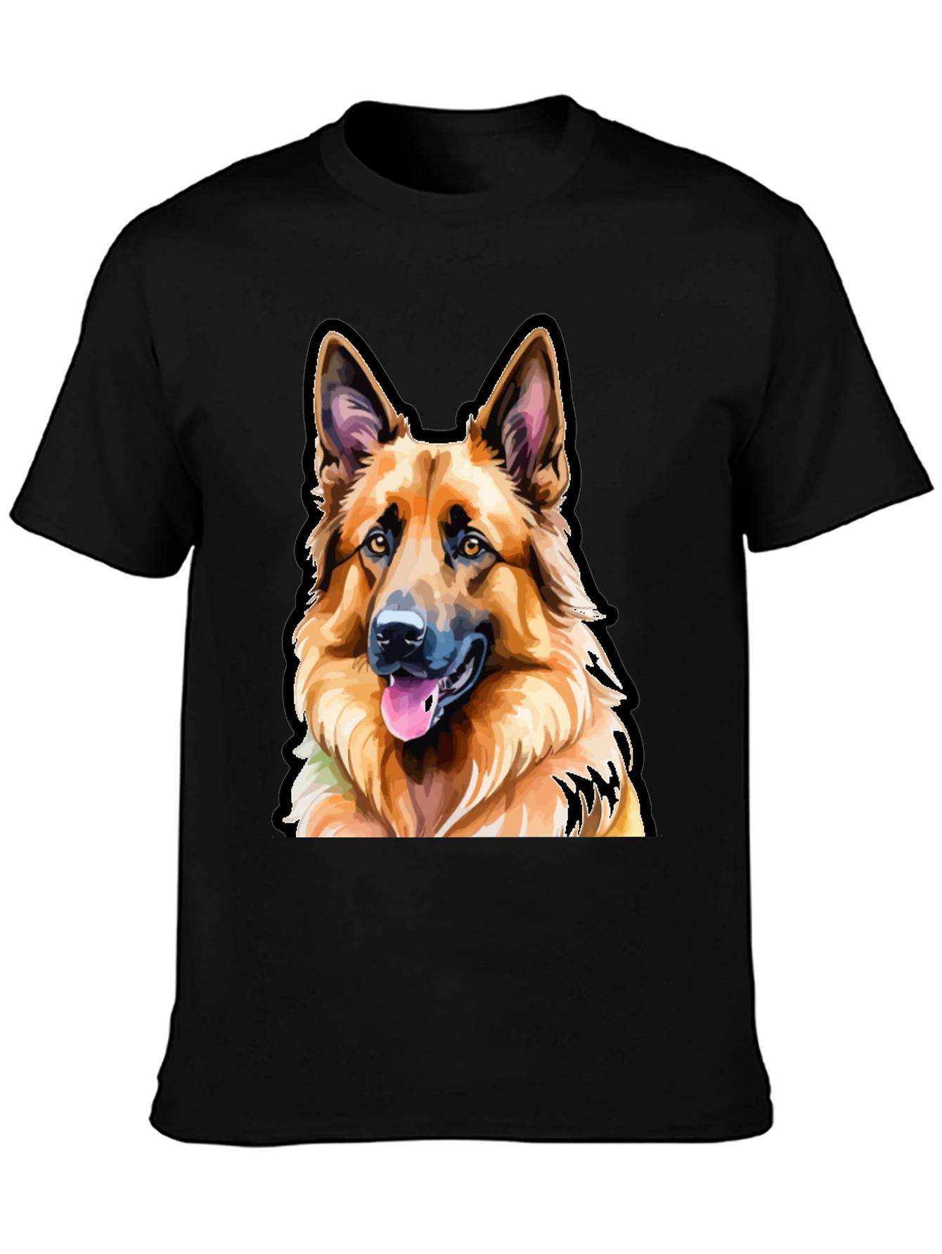 German Shepherd Dog Graphic Tee - Mens Black T-Shirt