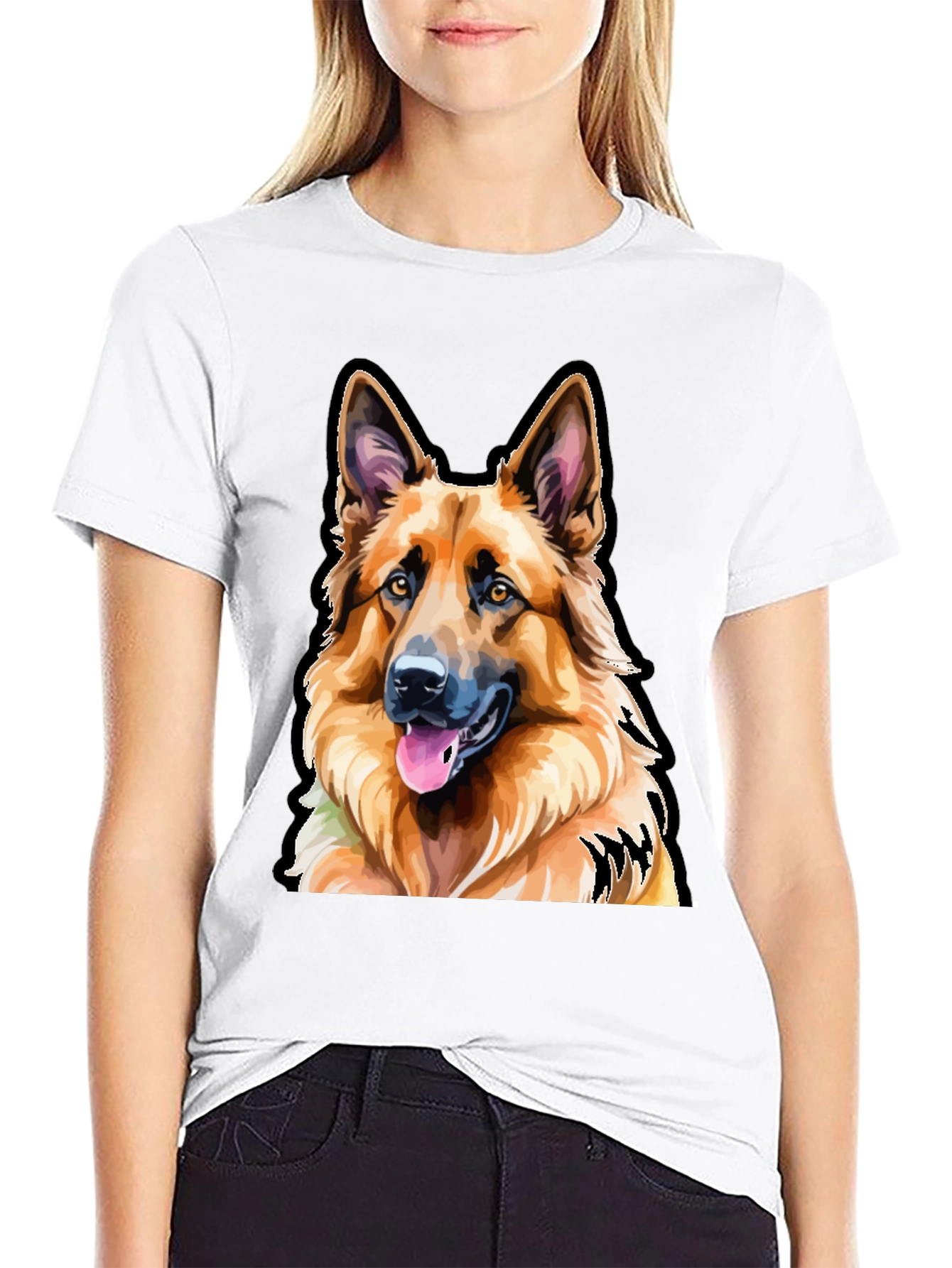 German Shepherd Dog Graphic Tee - Mens Black T-Shirt
