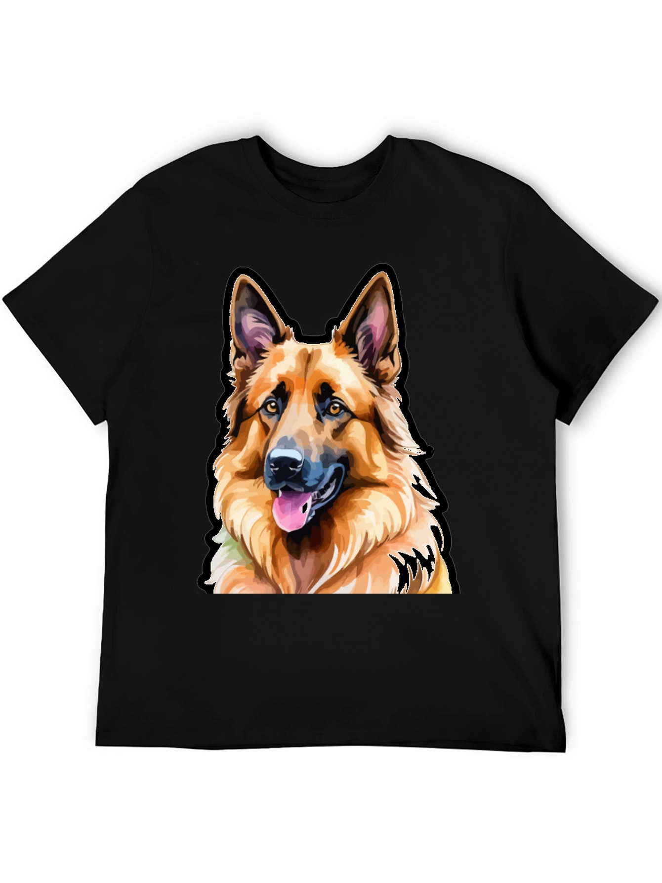 German Shepherd Dog Graphic Tee - Mens Black T-Shirt