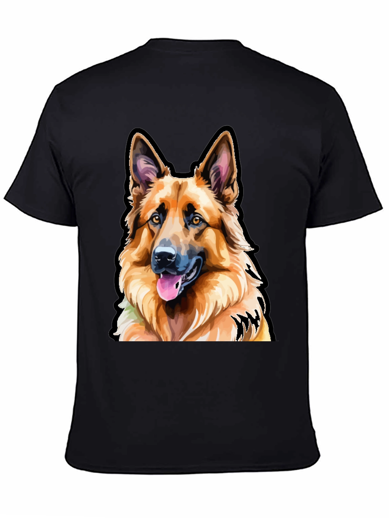 German Shepherd Dog Graphic Tee - Mens Black T-Shirt