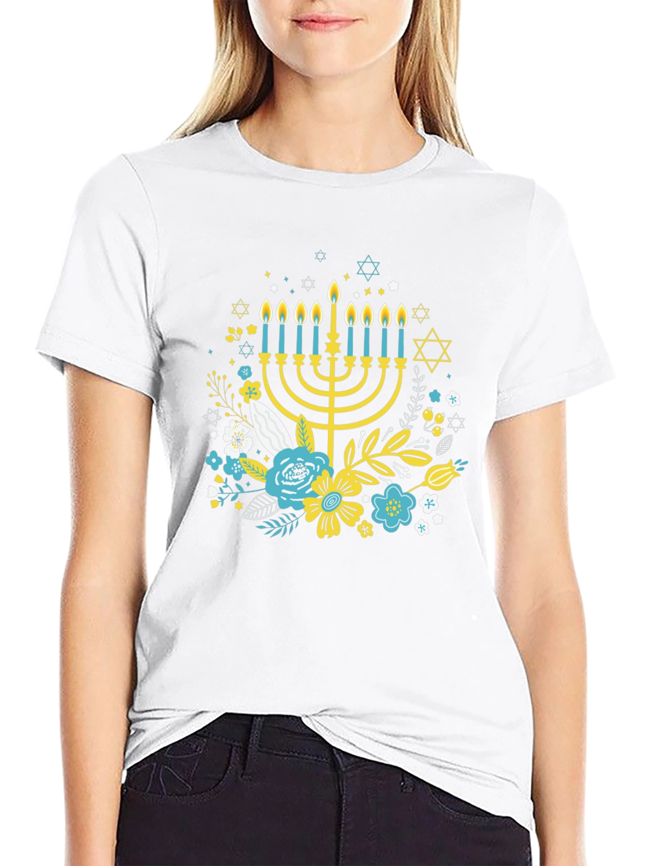 Hanukkah Floral Graphic T-Shirt - Mens