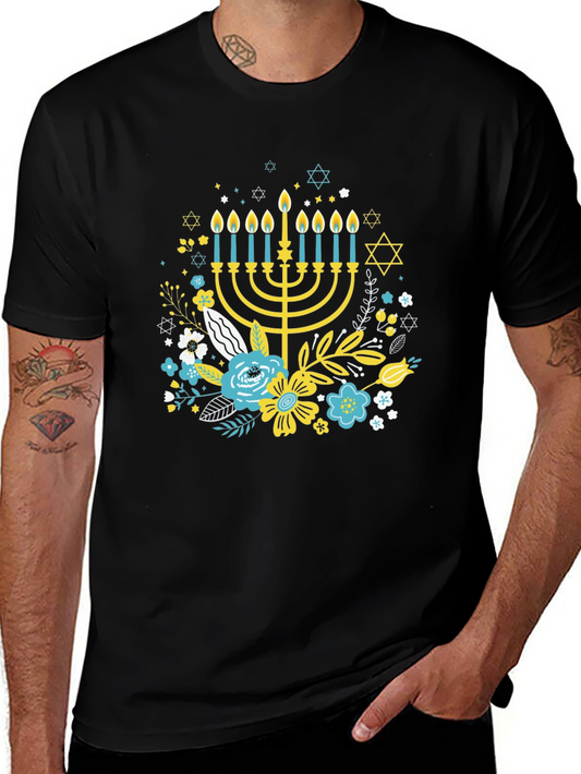 Hanukkah Floral Graphic T-Shirt - Mens