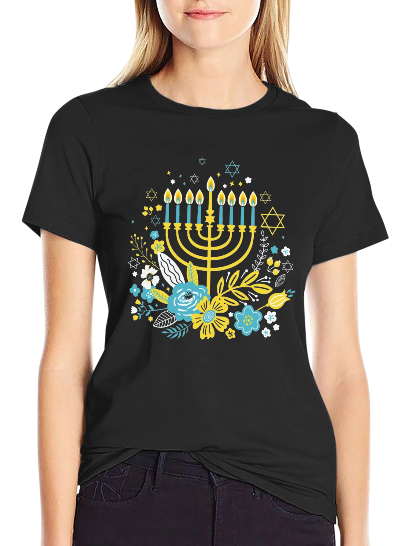 Hanukkah Floral Graphic T-Shirt - Mens