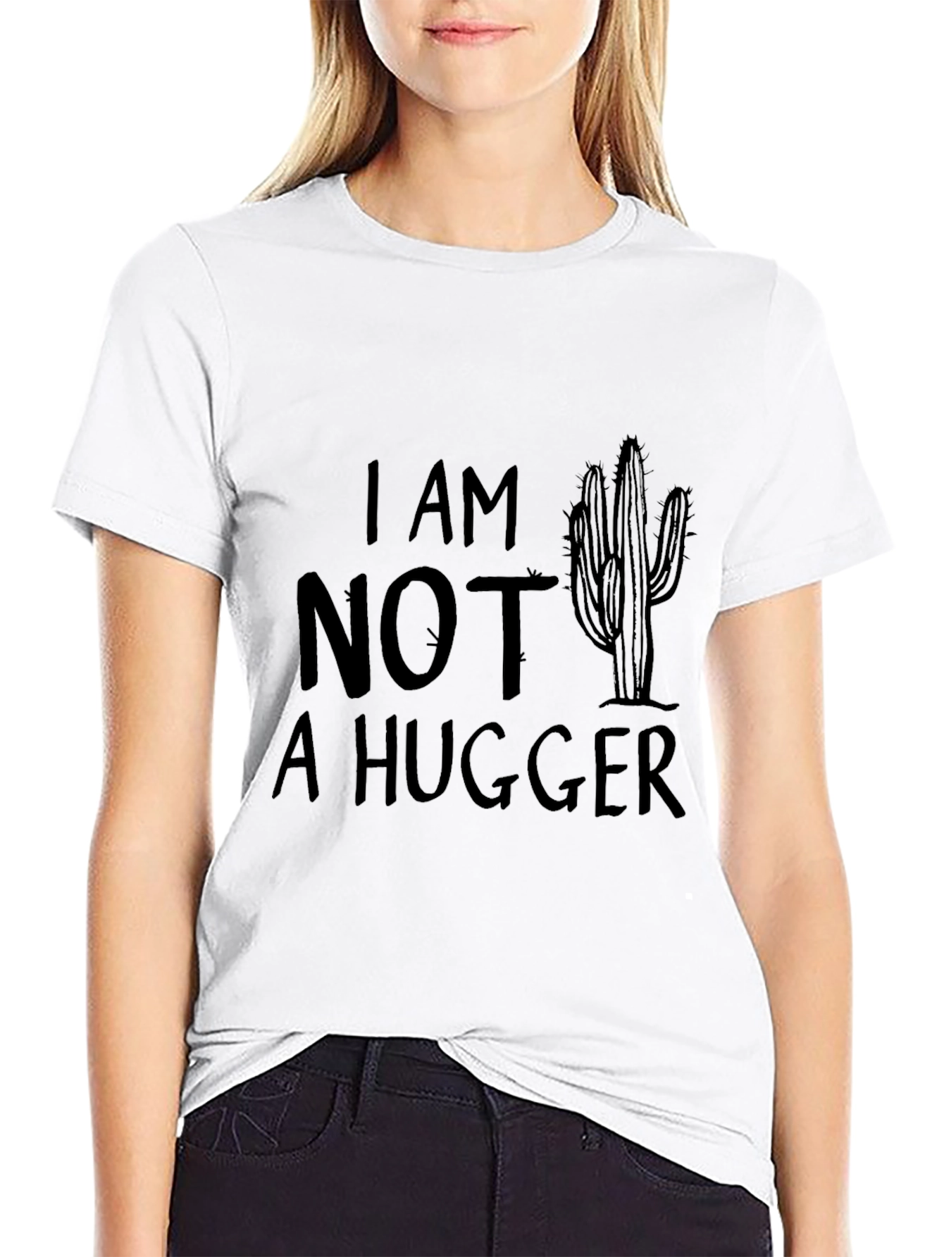 I Am Not A Hugger Cactus Graphic Novelty T-Shirt