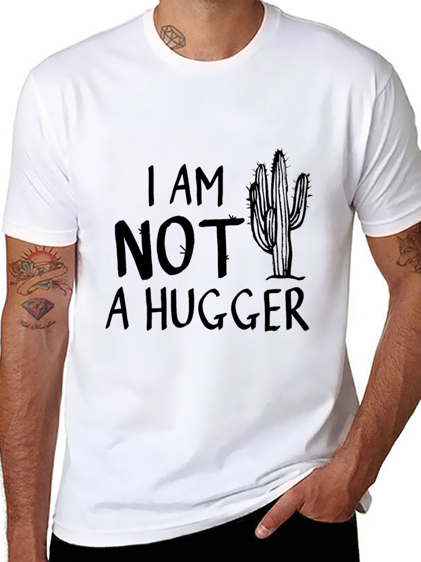 I Am Not A Hugger Cactus Graphic Novelty T-Shirt