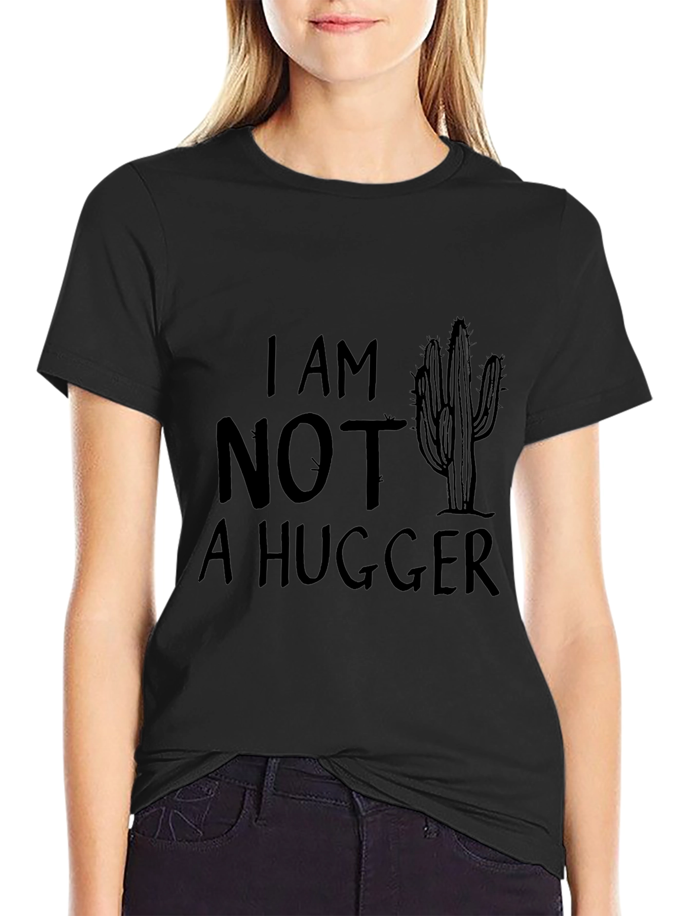 I Am Not A Hugger Cactus Graphic Novelty T-Shirt