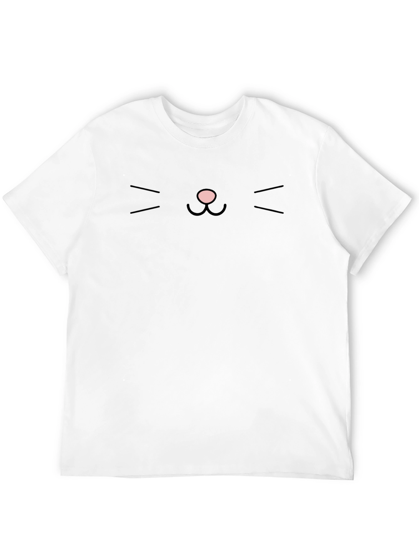 Cute Cat Face Graphic Tee - Black Cotton T-Shirt