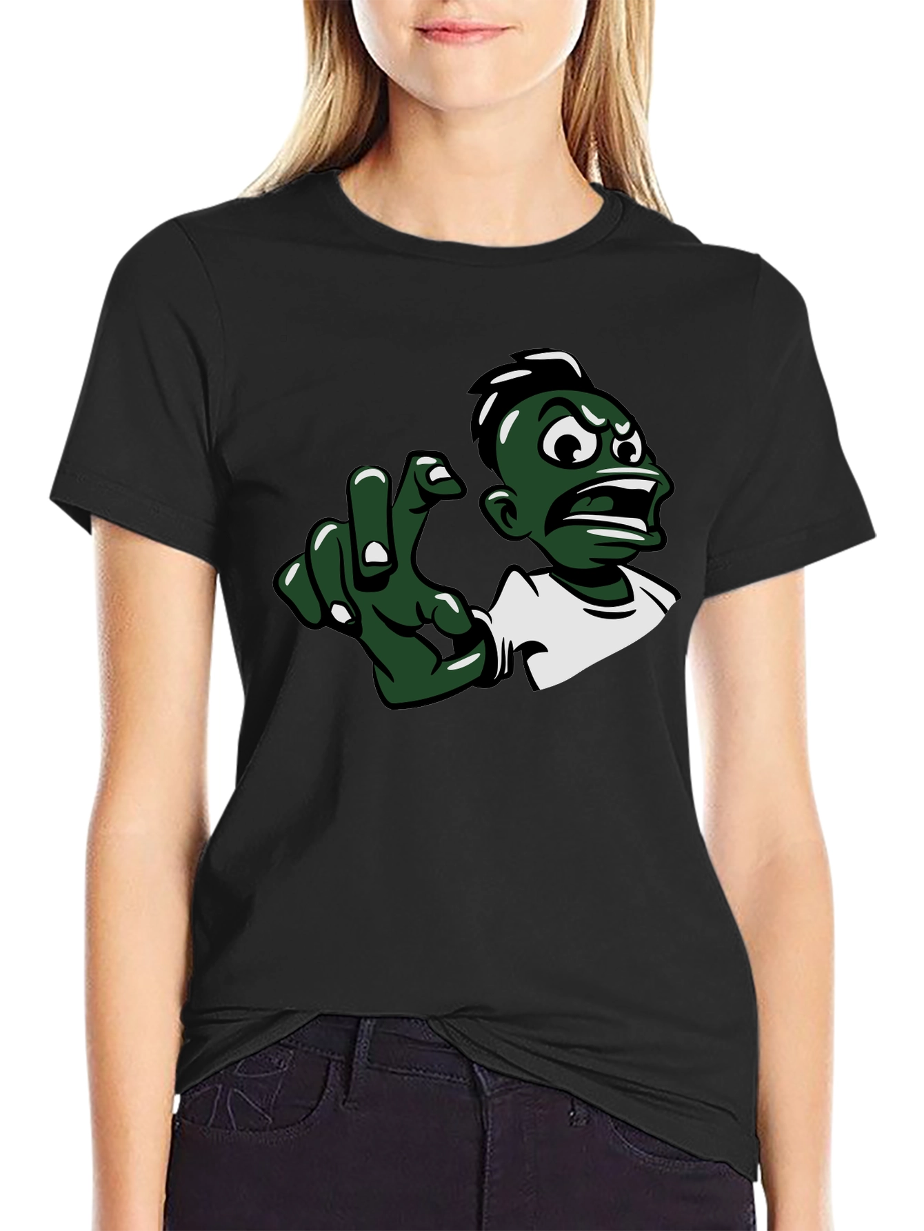 Cartoon Character Graphic Black T-Shirt