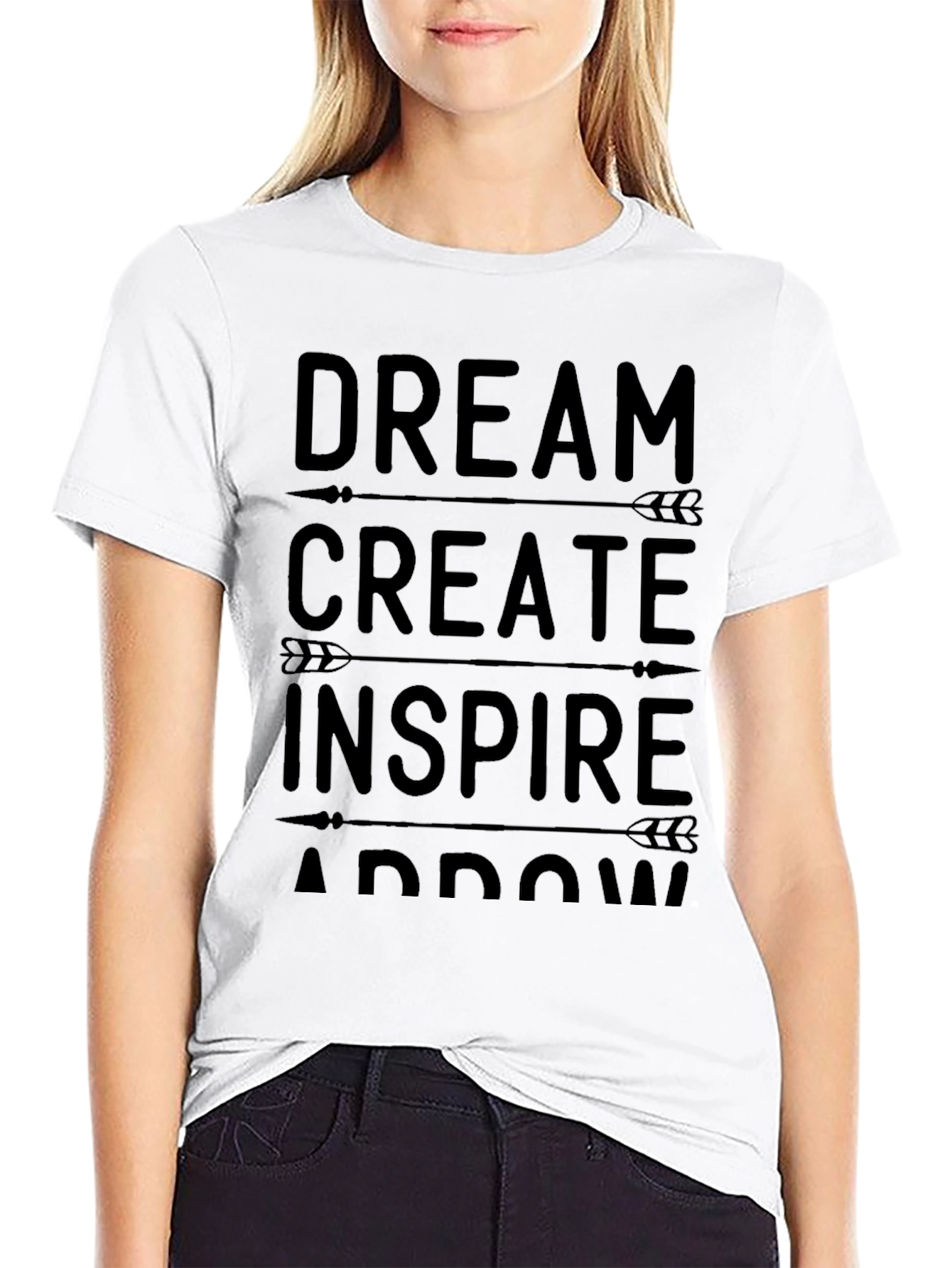 Dream Create Inspire Mens Black Graphic T-Shirt