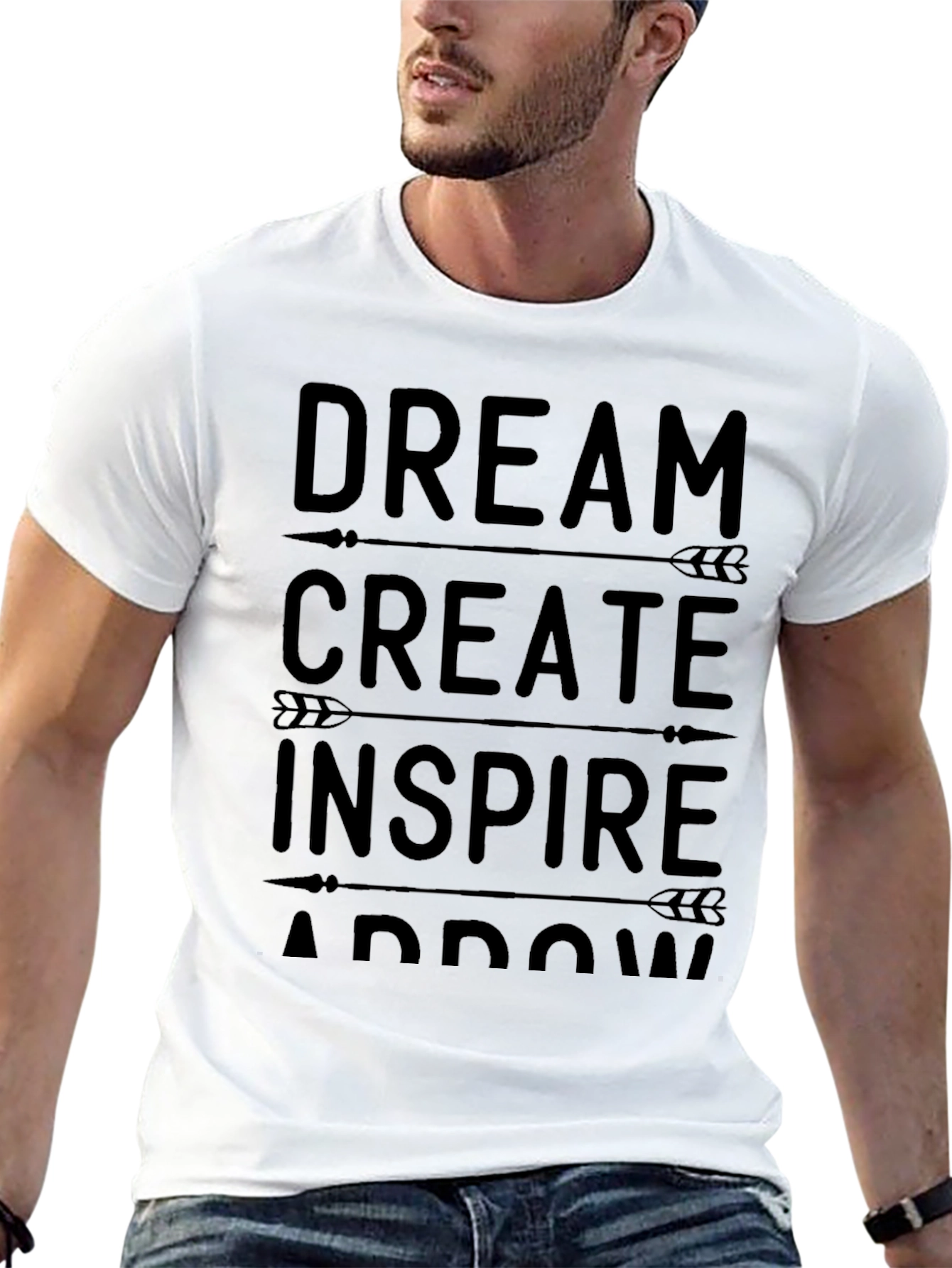 Dream Create Inspire Mens Black Graphic T-Shirt