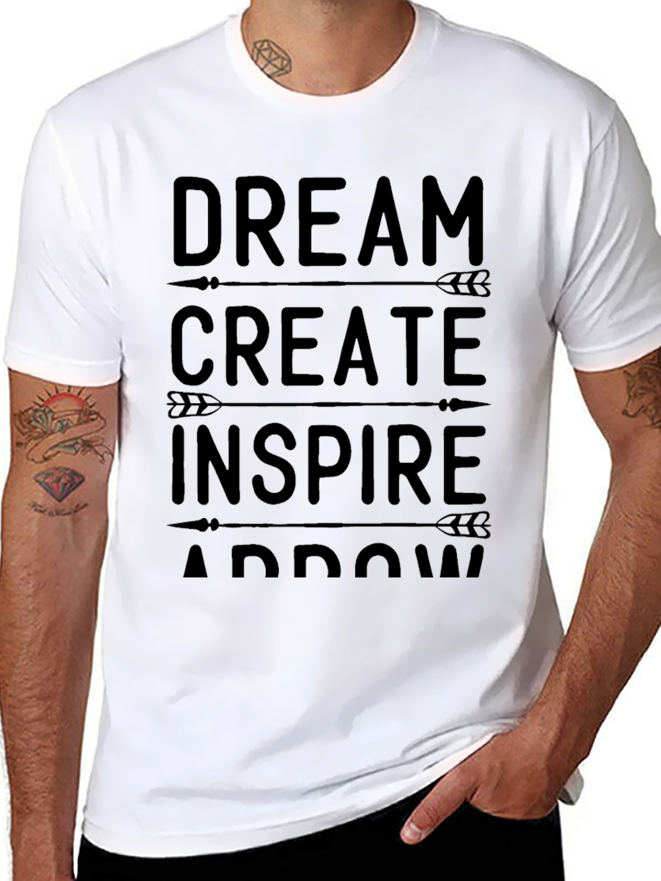 Dream Create Inspire Mens Black Graphic T-Shirt