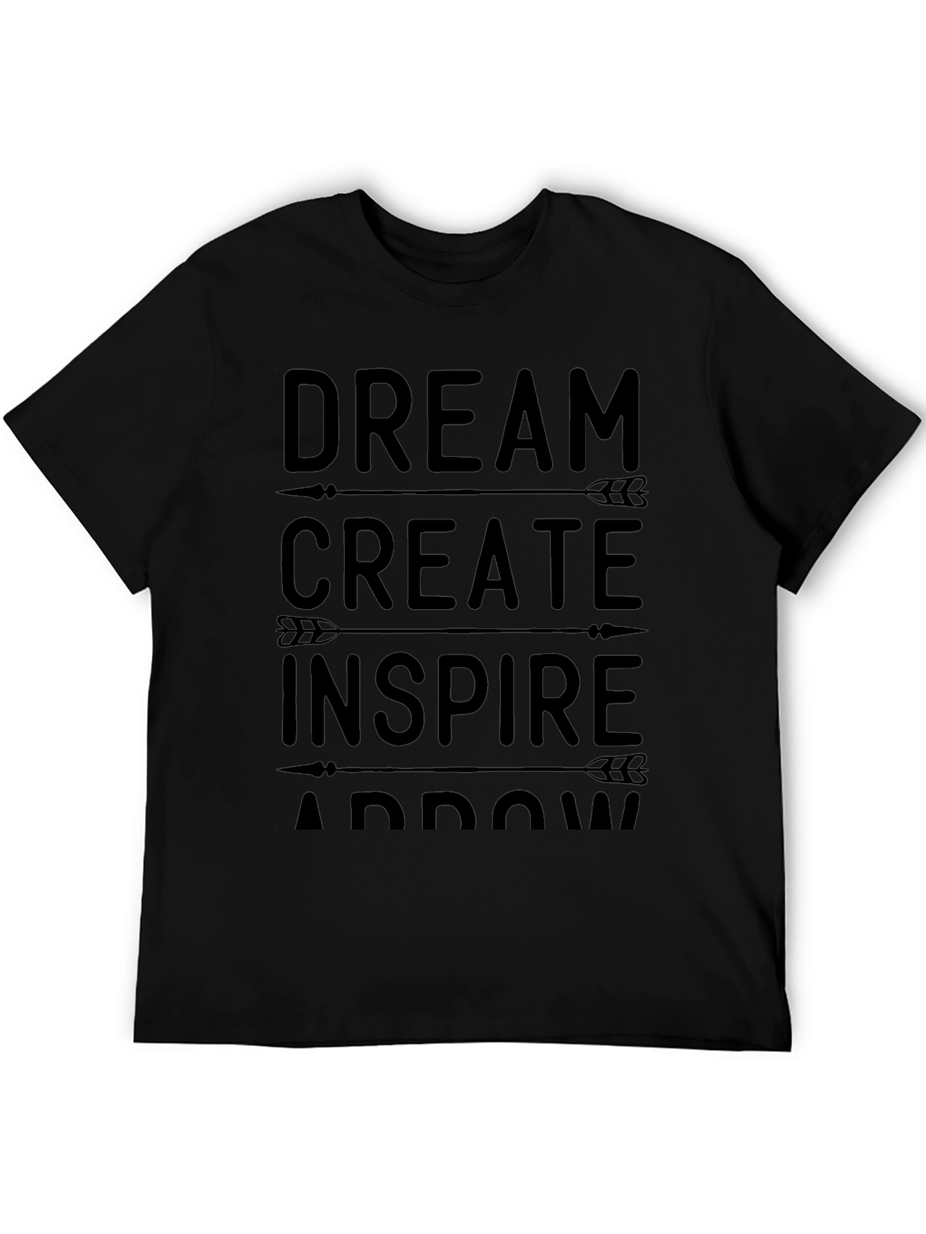 Dream Create Inspire Mens Black Graphic T-Shirt