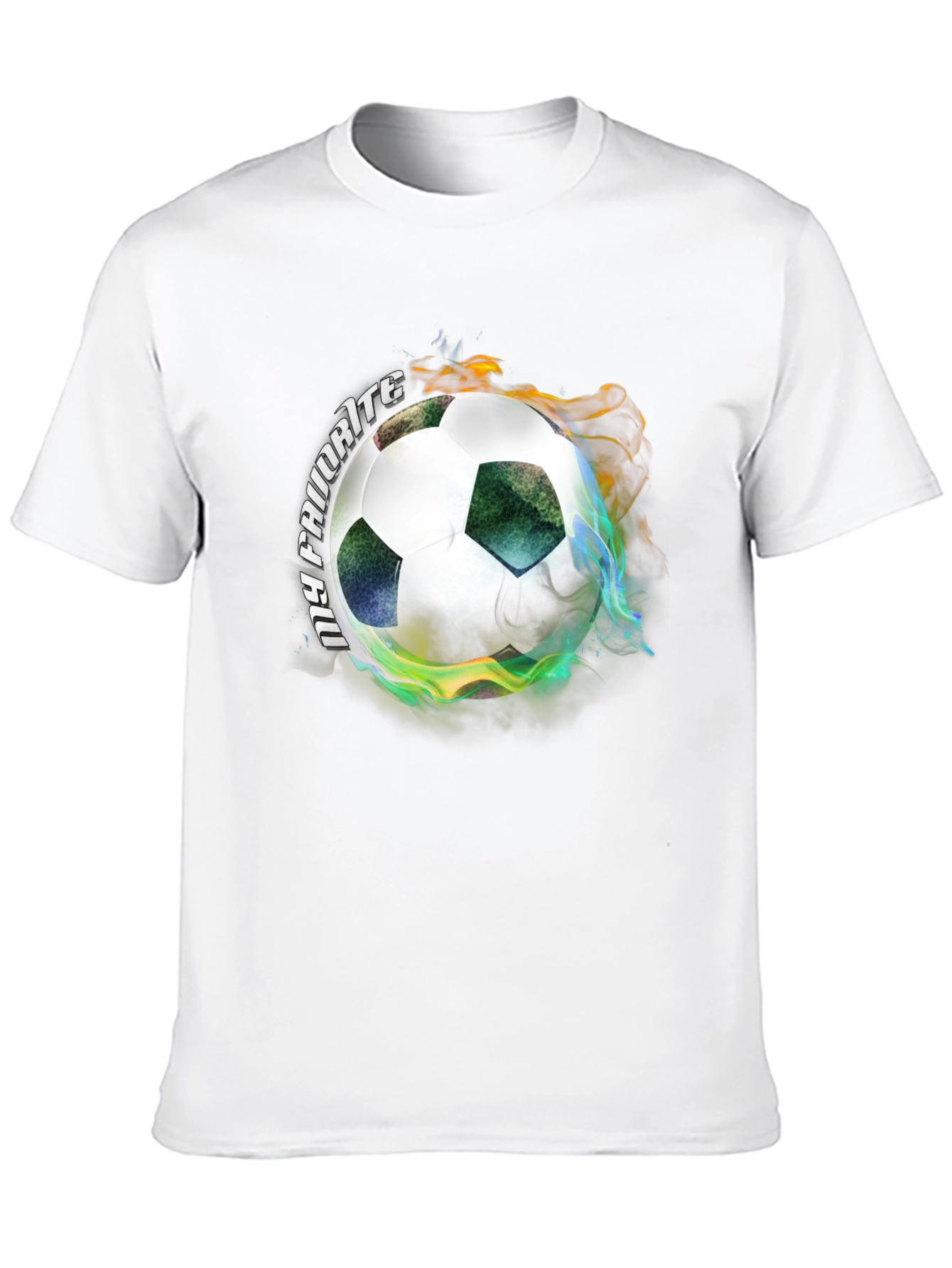 Fiery Soccer Ball Graphic Tee - Black Cotton T-Shirt