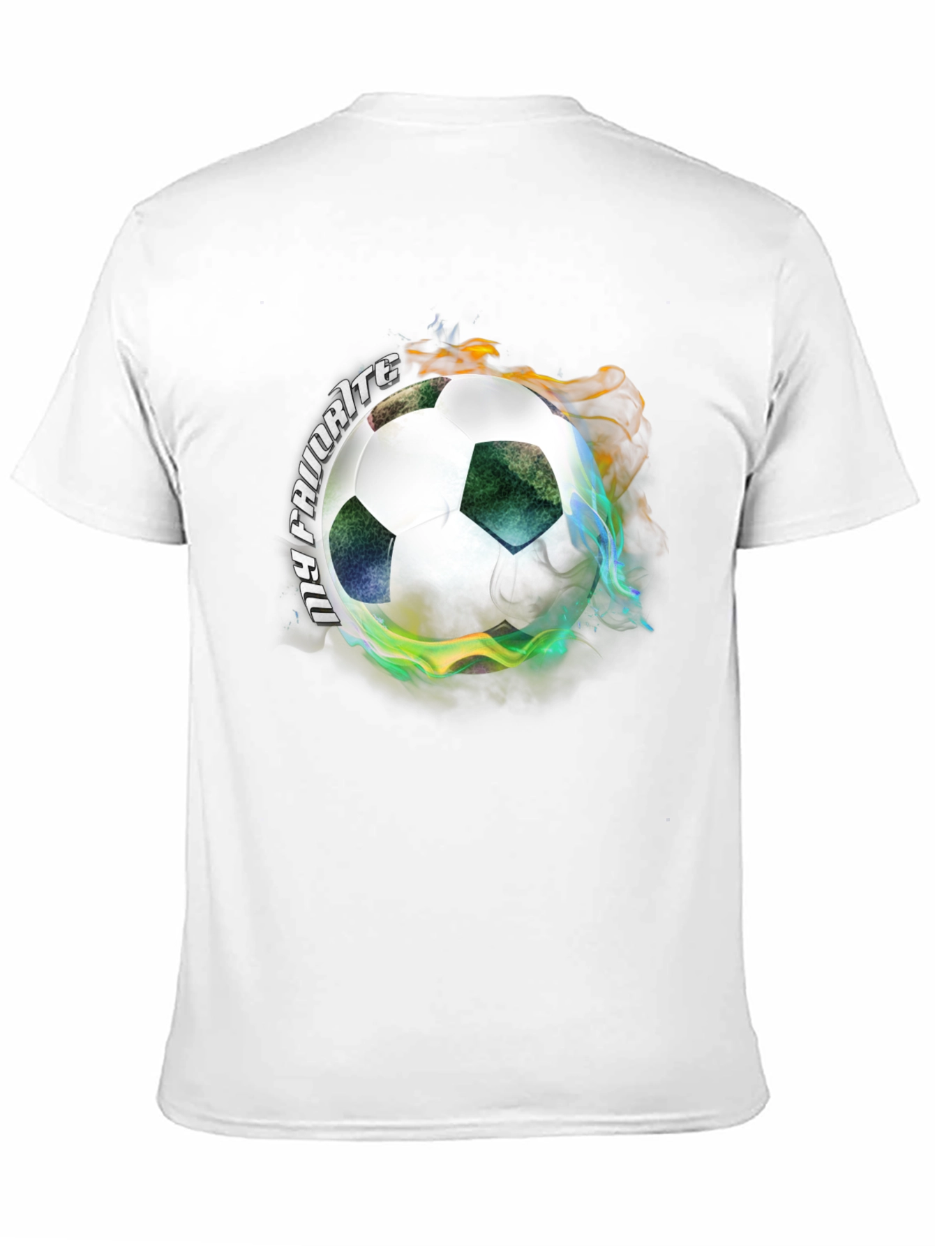 Fiery Soccer Ball Graphic Tee - Black Cotton T-Shirt