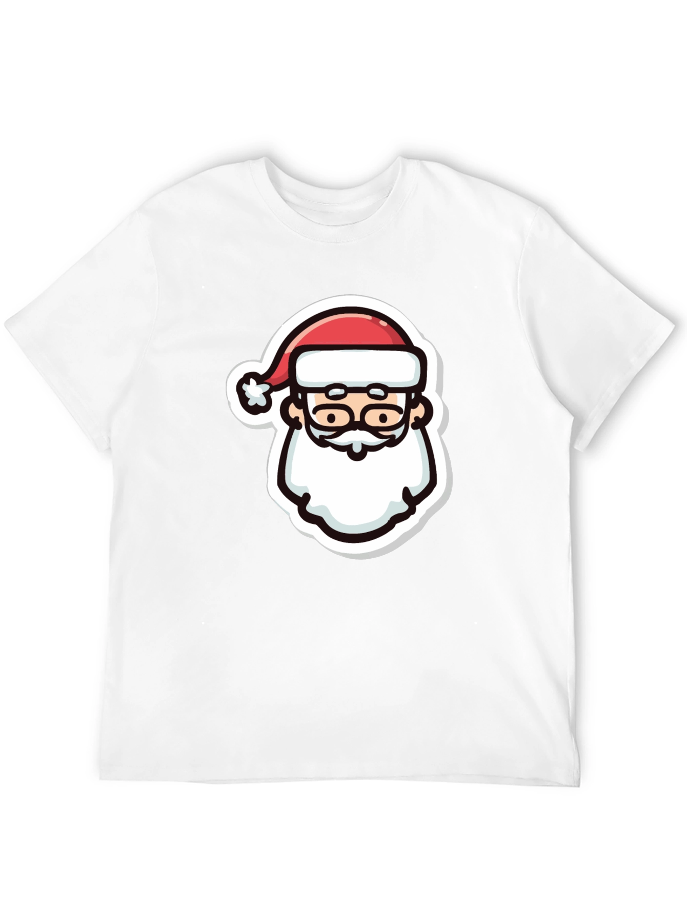 Festive Santa Graphic Tee - Black Cotton T-Shirt