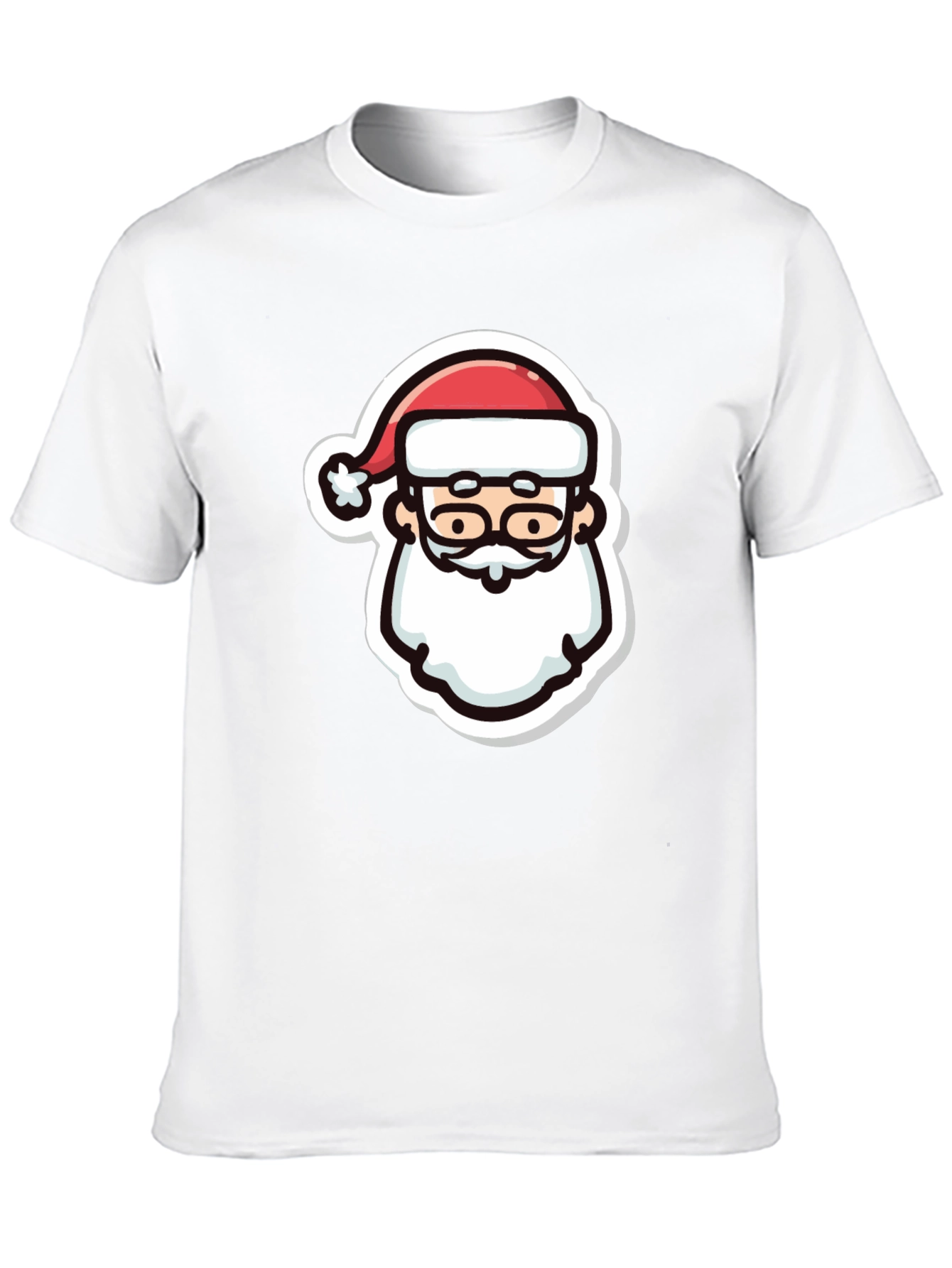 Festive Santa Graphic Tee - Black Cotton T-Shirt