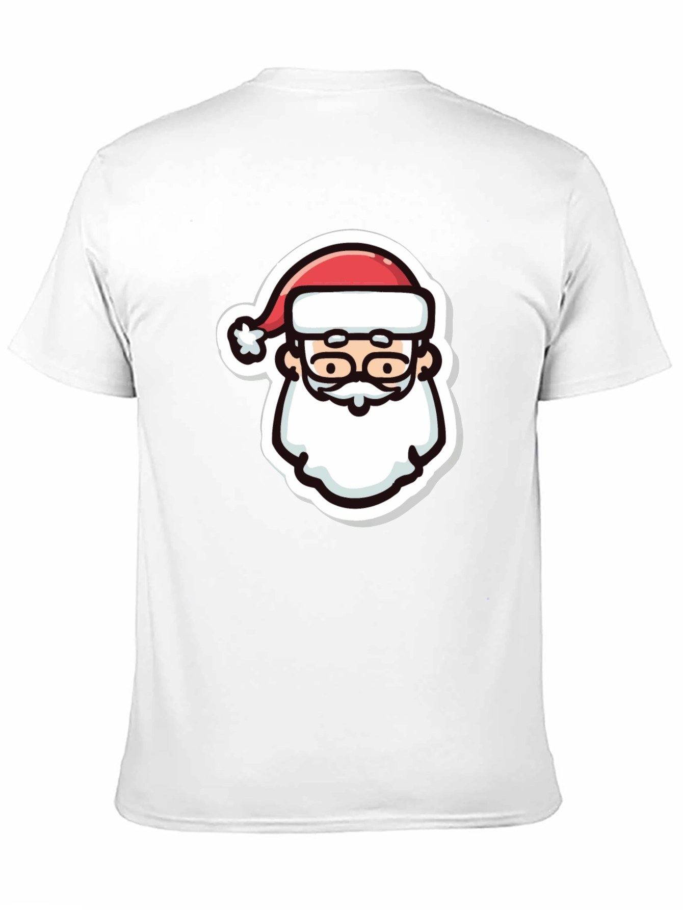 Festive Santa Graphic Tee - Black Cotton T-Shirt