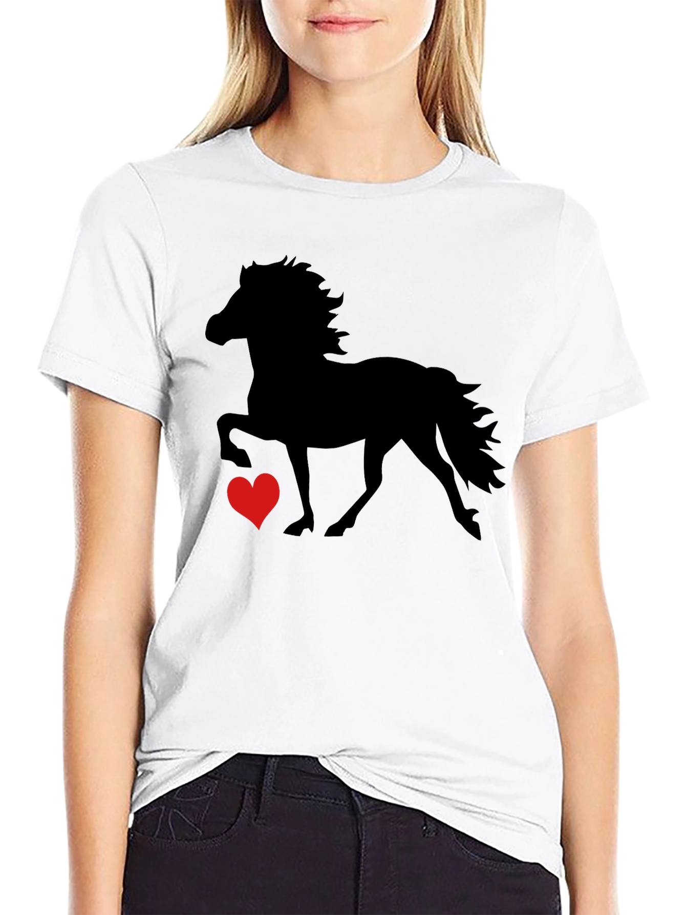 Horse & Heart Graphic Tee - Black