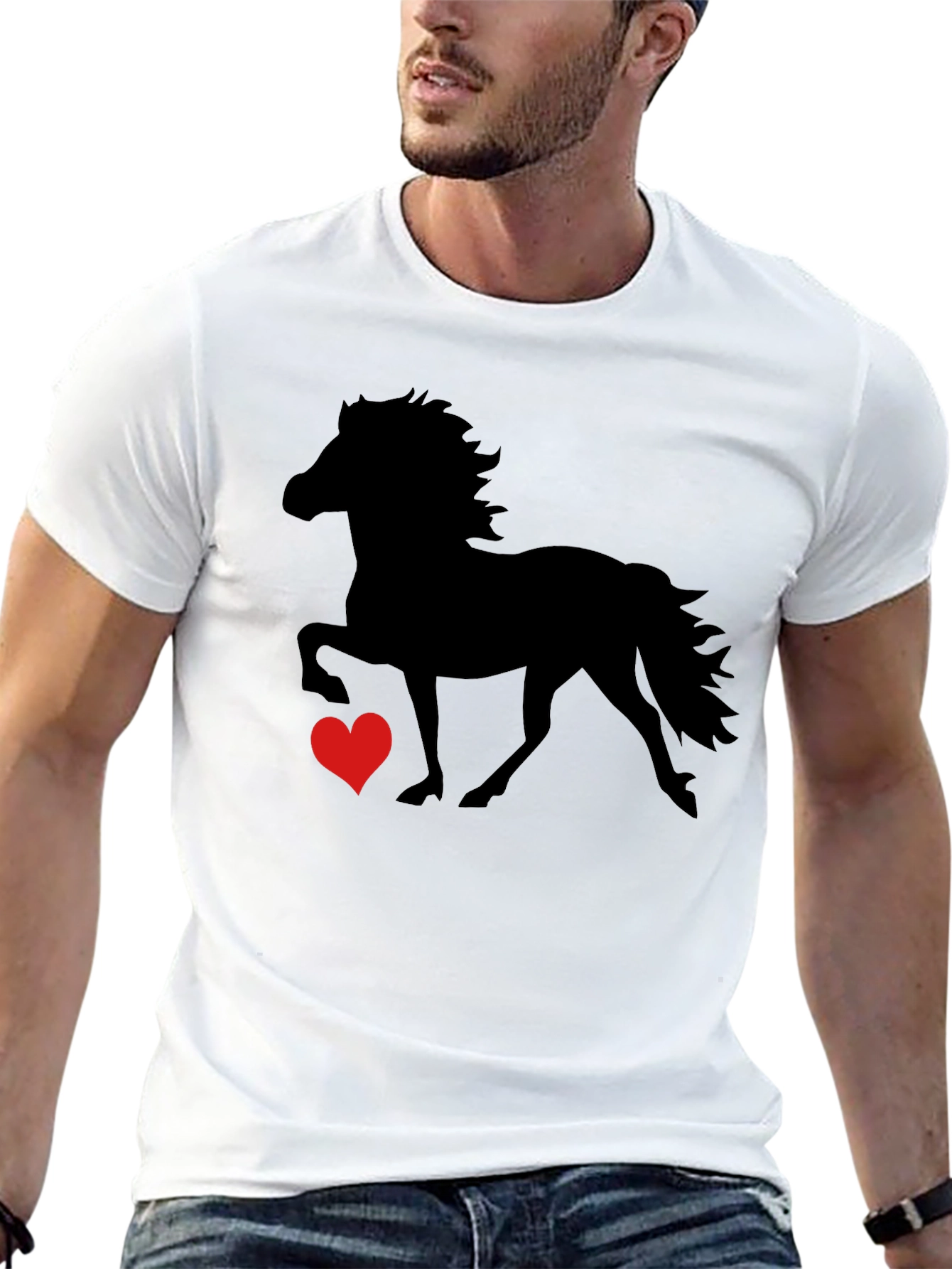 Horse & Heart Graphic Tee - Black