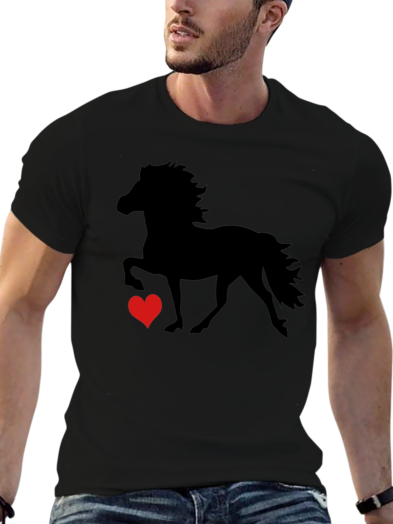 Horse & Heart Graphic Tee - Black