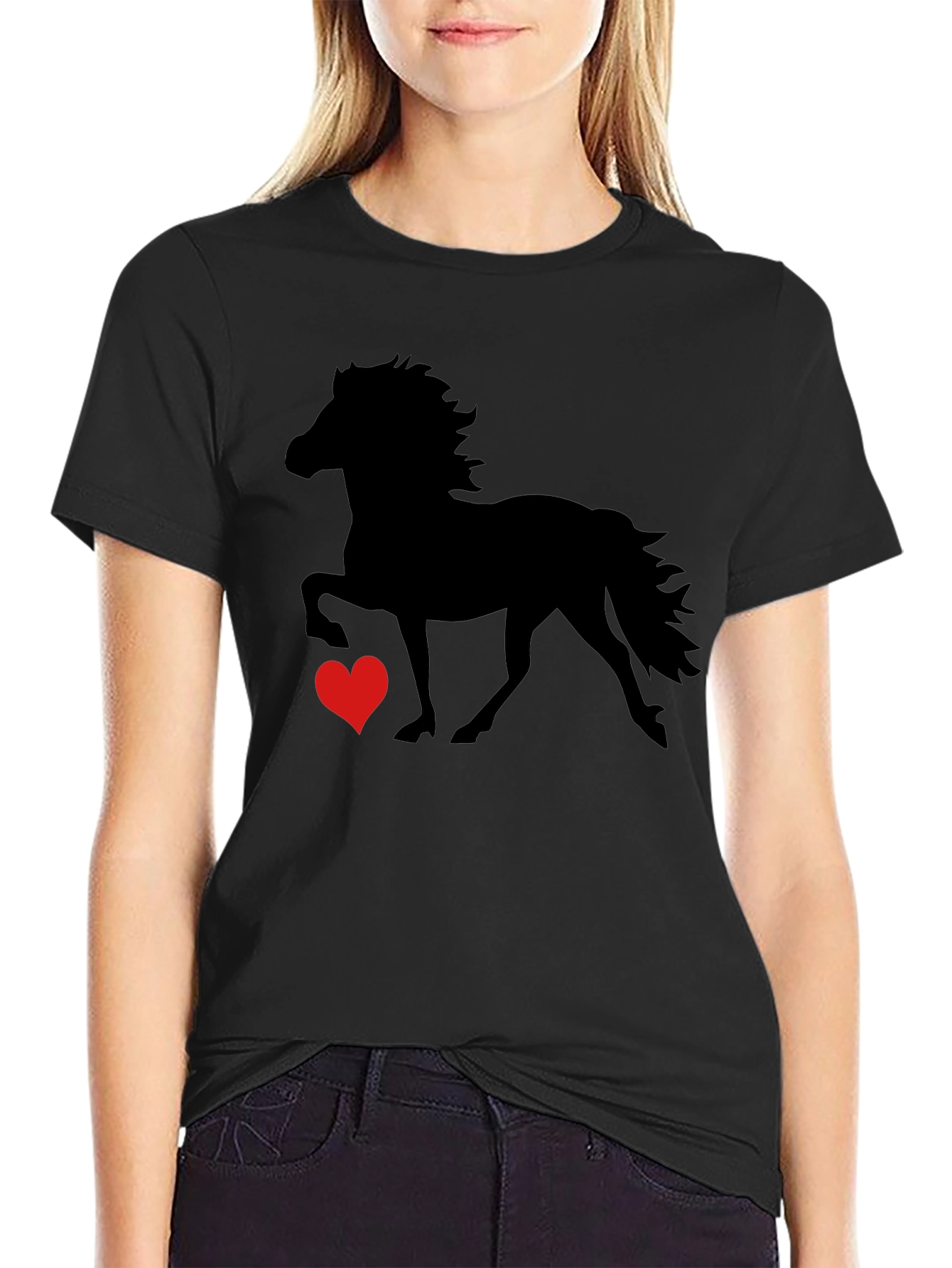 Horse & Heart Graphic Tee - Black
