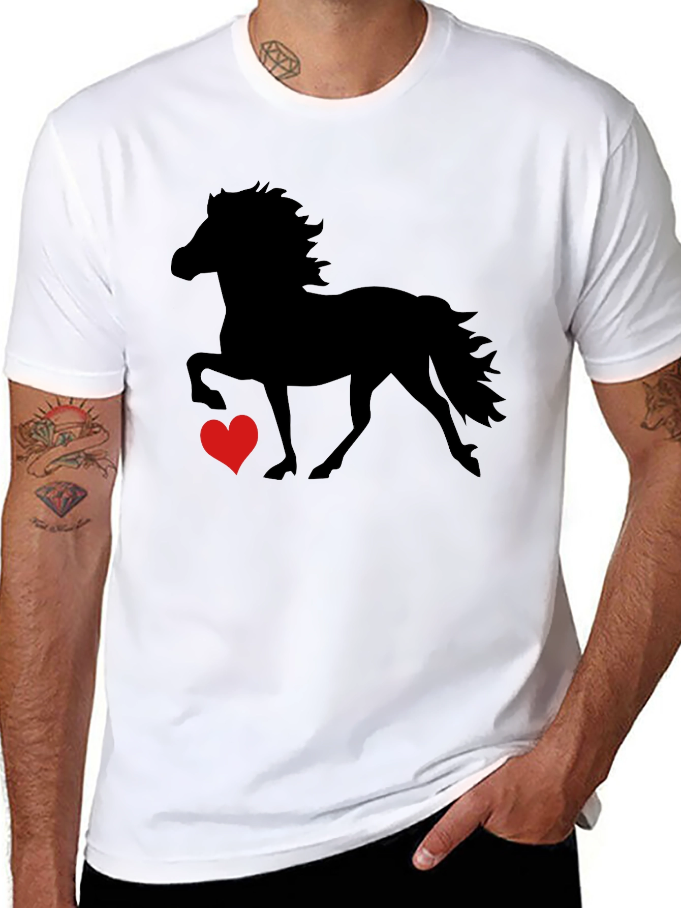 Horse & Heart Graphic Tee - Black