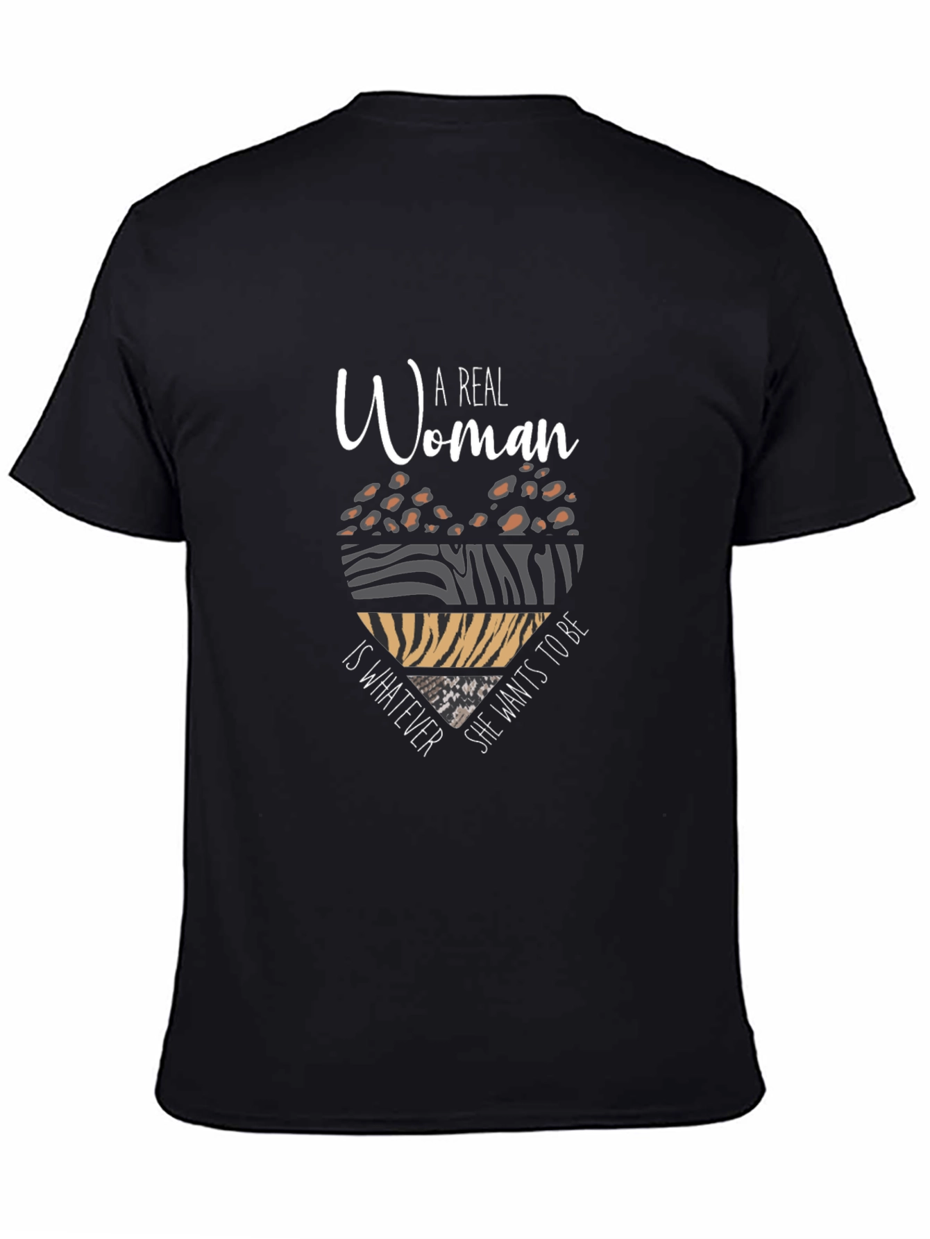 A Real Woman T-Shirt - Animal Print Heart Design