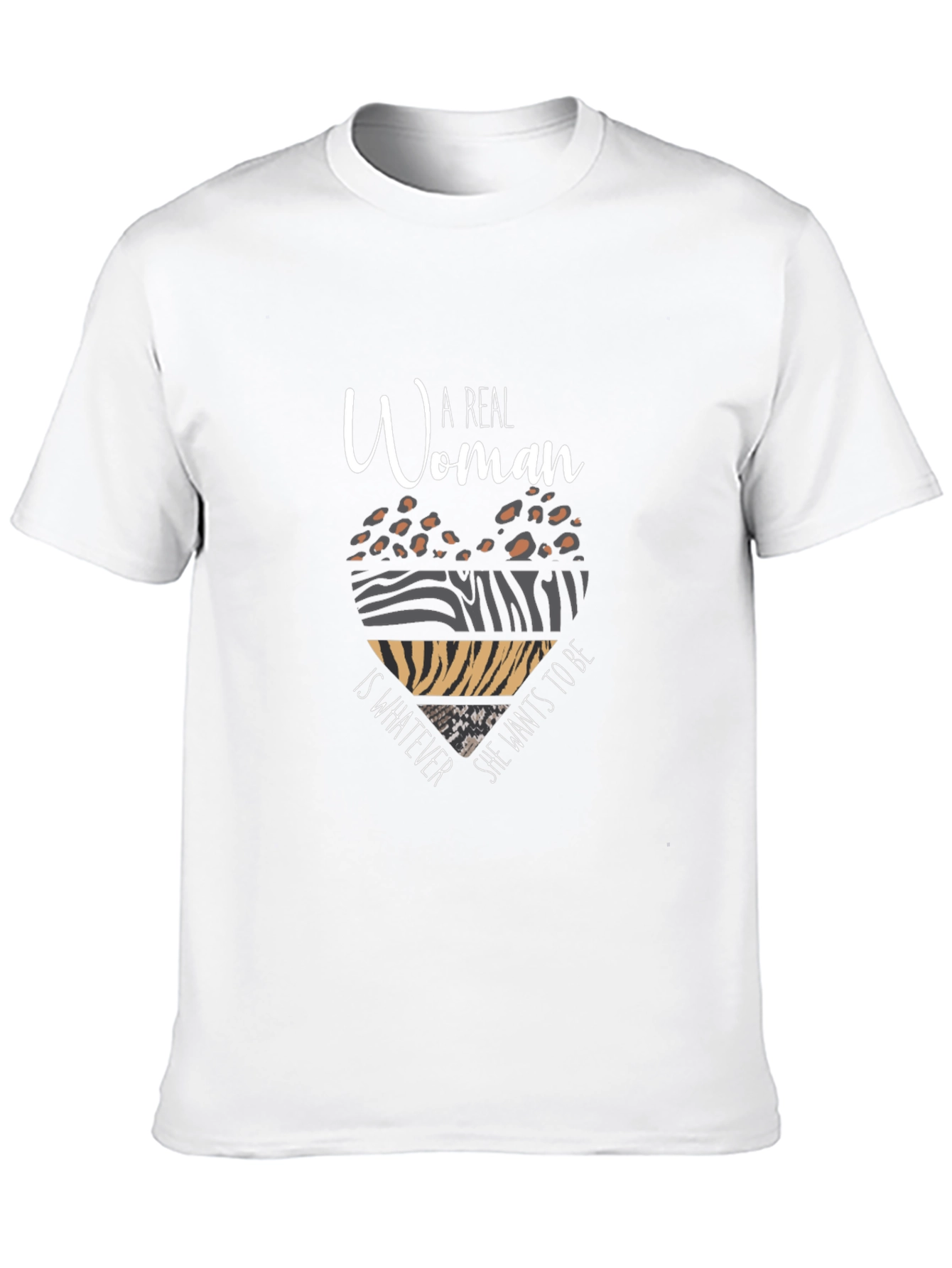 A Real Woman T-Shirt - Animal Print Heart Design