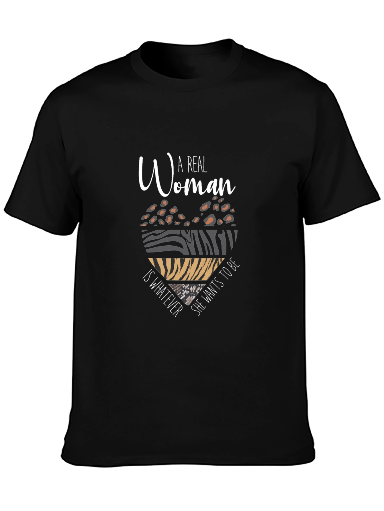 A Real Woman T-Shirt - Animal Print Heart Design