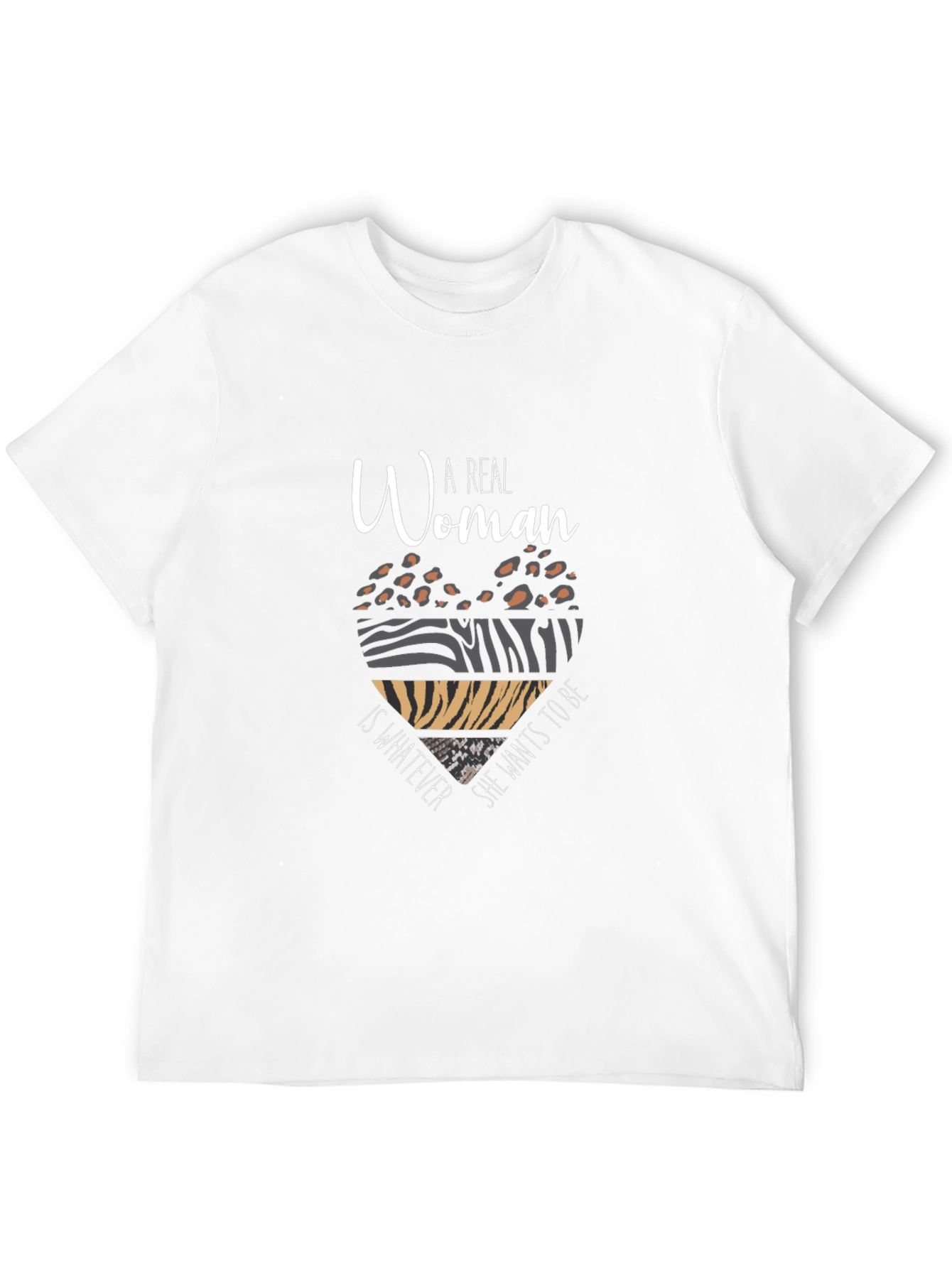 A Real Woman T-Shirt - Animal Print Heart Design