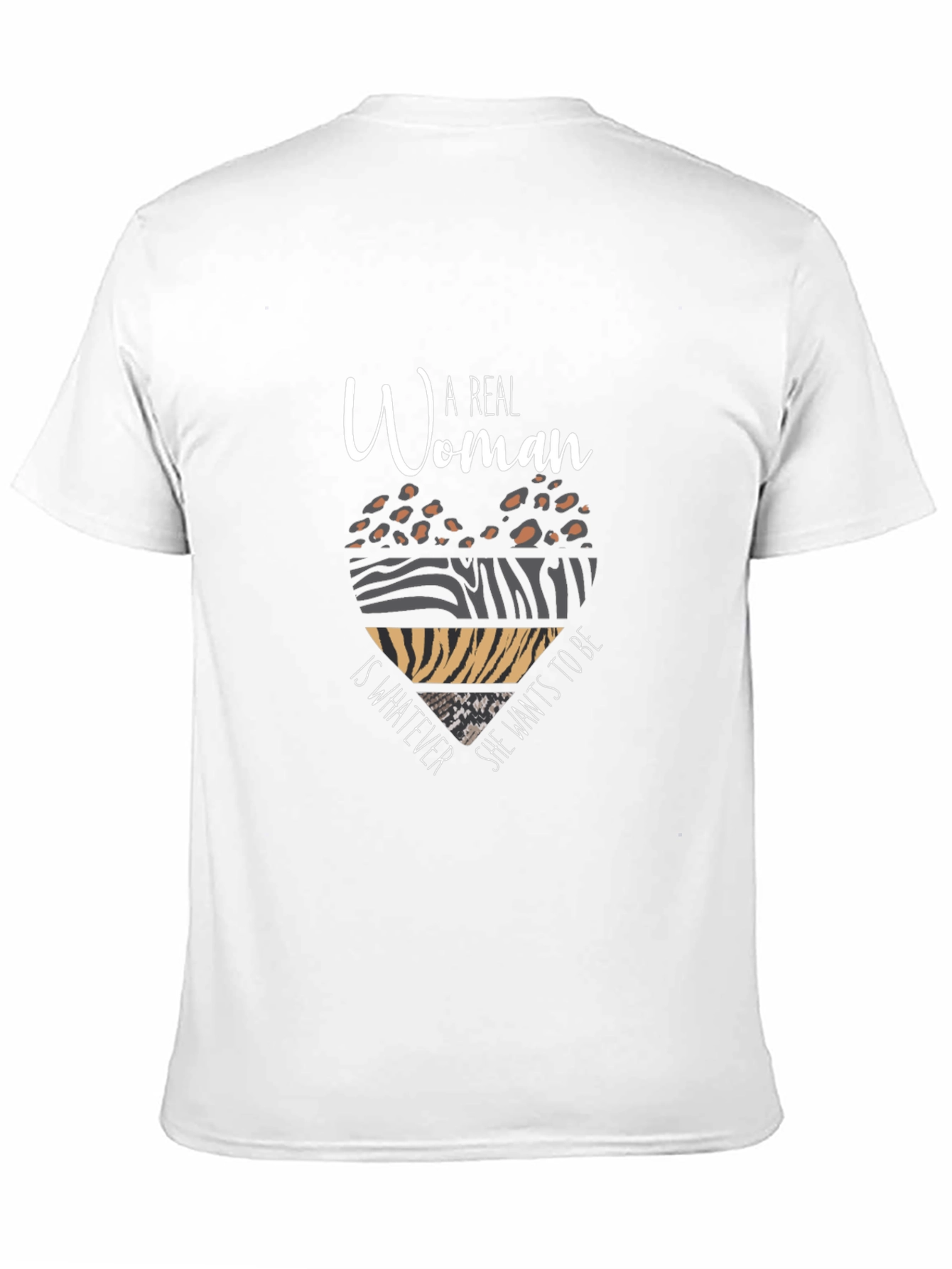 A Real Woman T-Shirt - Animal Print Heart Design