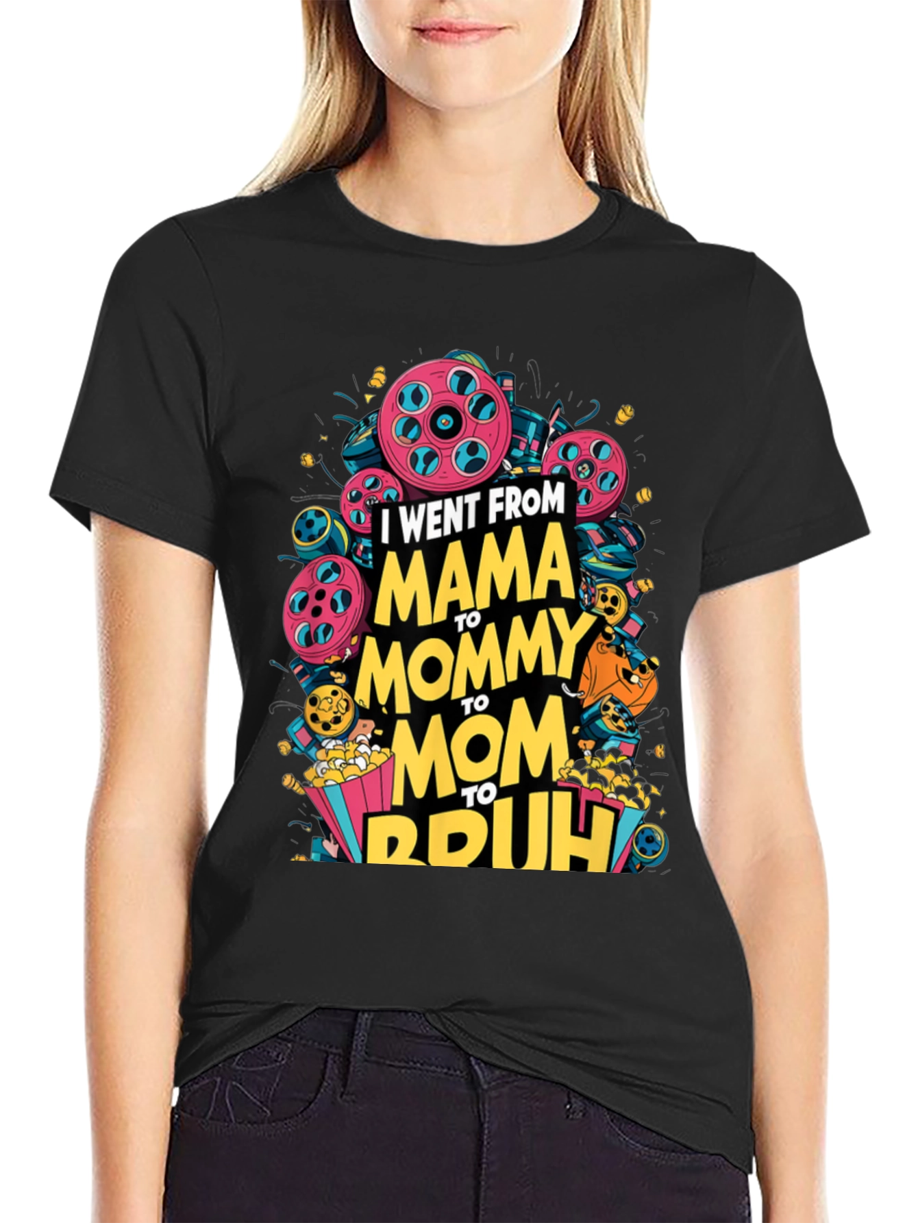 Mama to Bruh Black Graphic Tee
