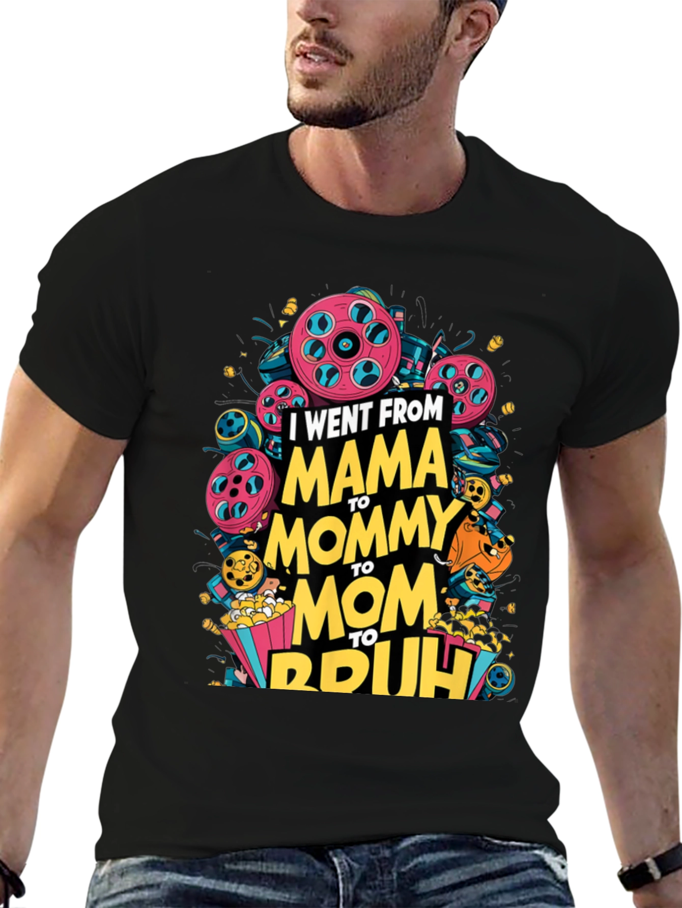 Mama to Bruh Black Graphic Tee