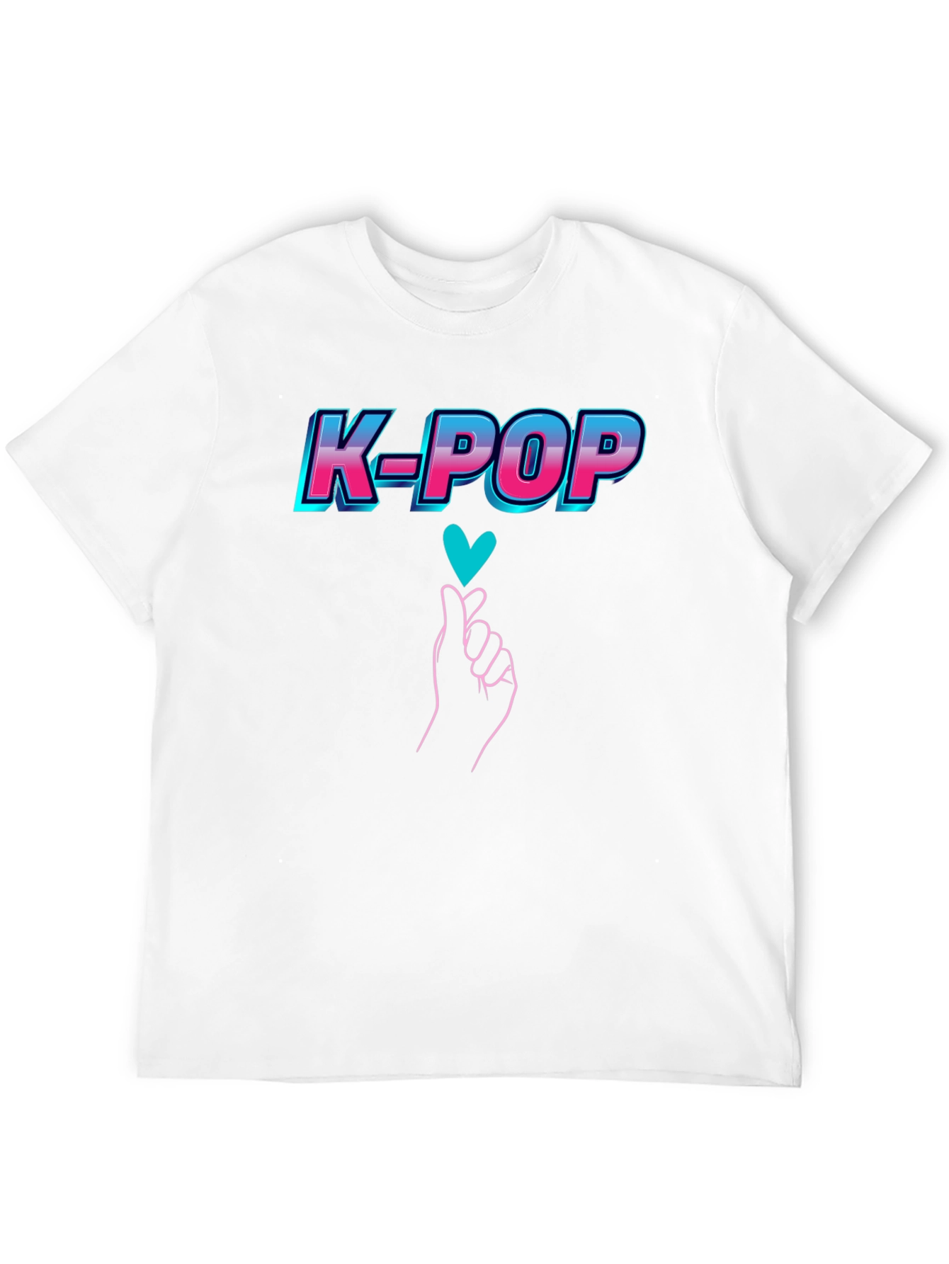 K-Pop Heart Gesture Graphic Tee - Black