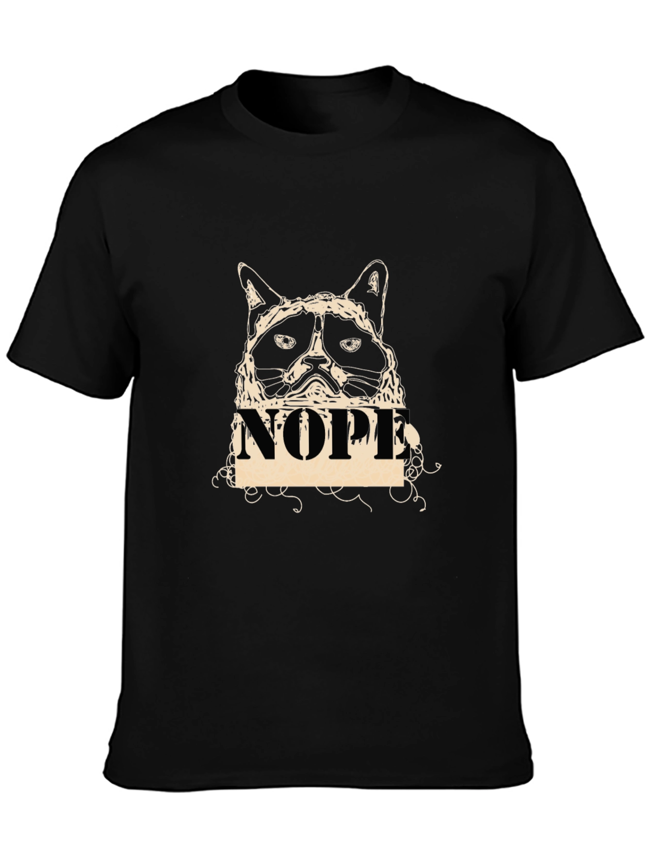 Grumpy Cat NOPE Graphic T-Shirt - Black