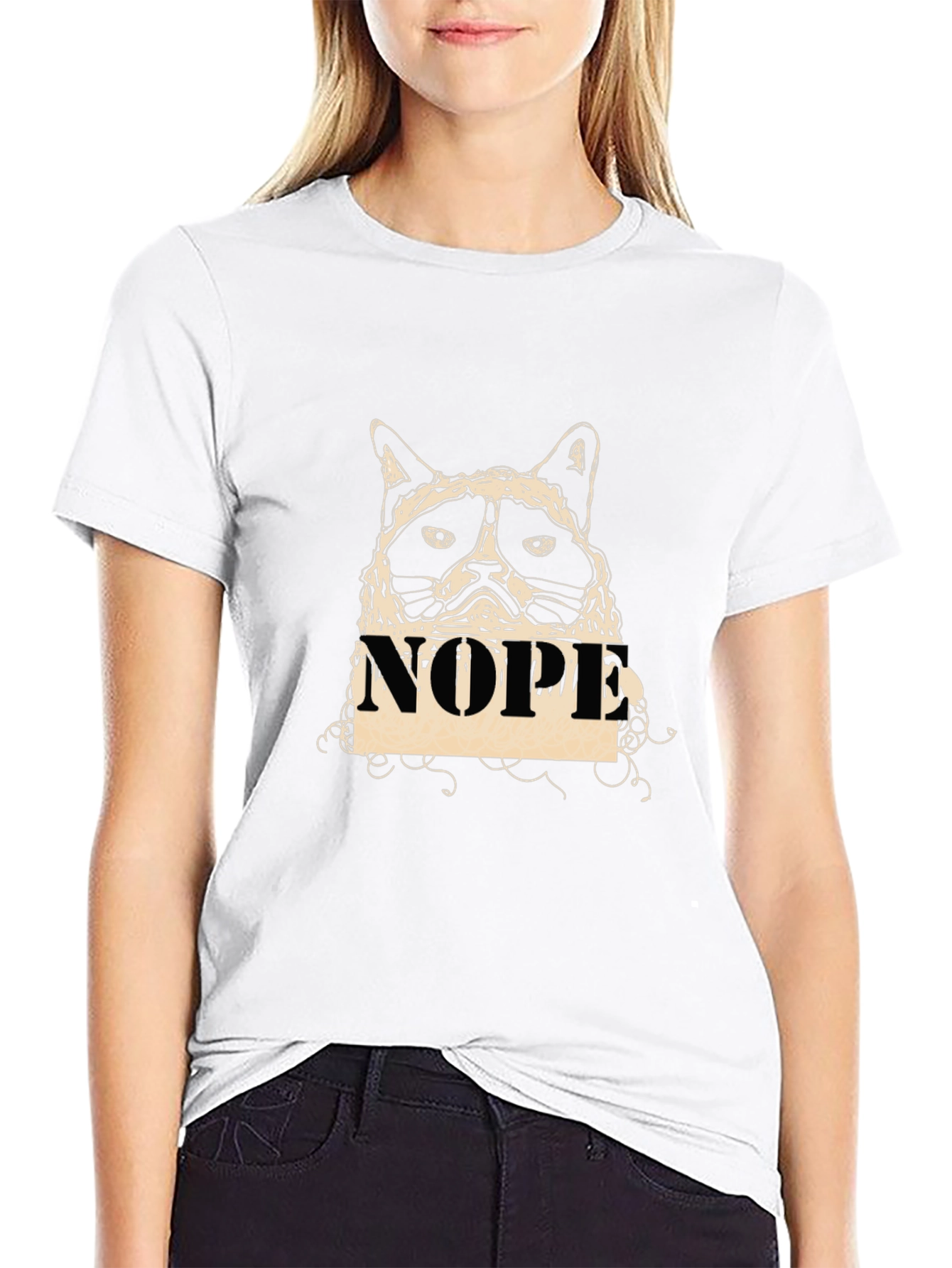 Grumpy Cat NOPE Graphic T-Shirt - Black