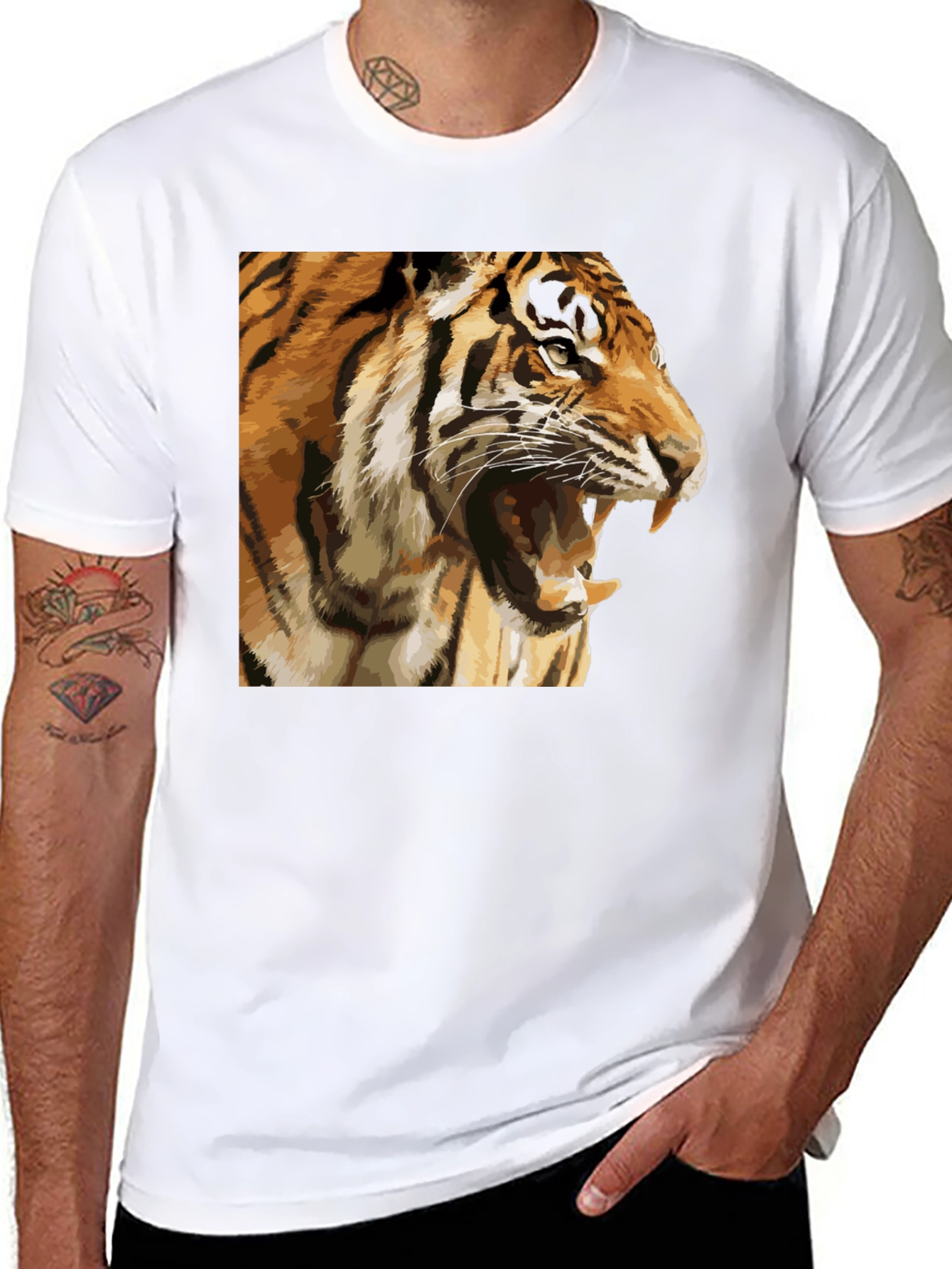 Tiger Graphic T-Shirt - Mens Black Tee