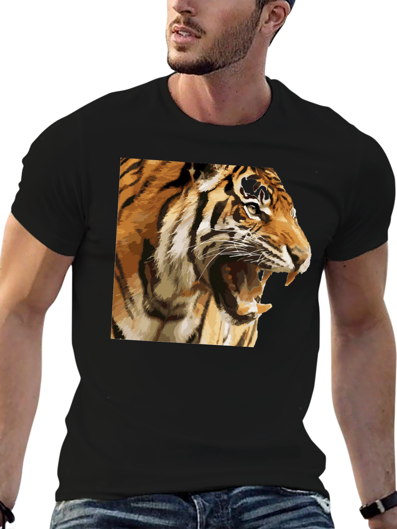 Tiger Graphic T-Shirt - Mens Black Tee