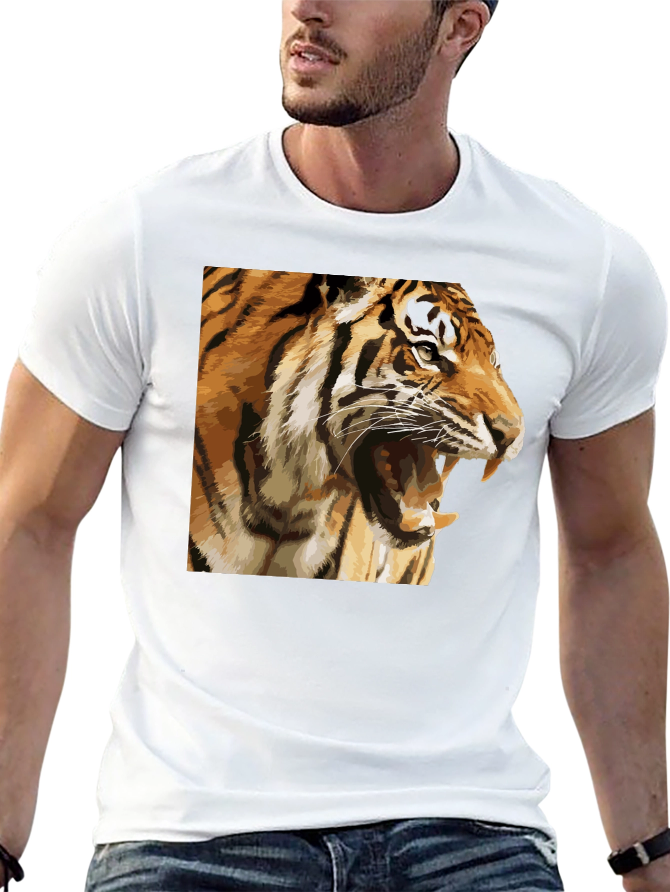Tiger Graphic T-Shirt - Mens Black Tee