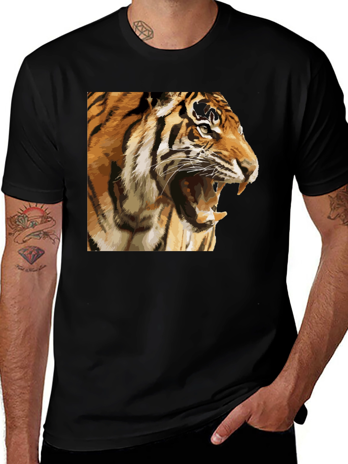Tiger Graphic T-Shirt - Mens Black Tee