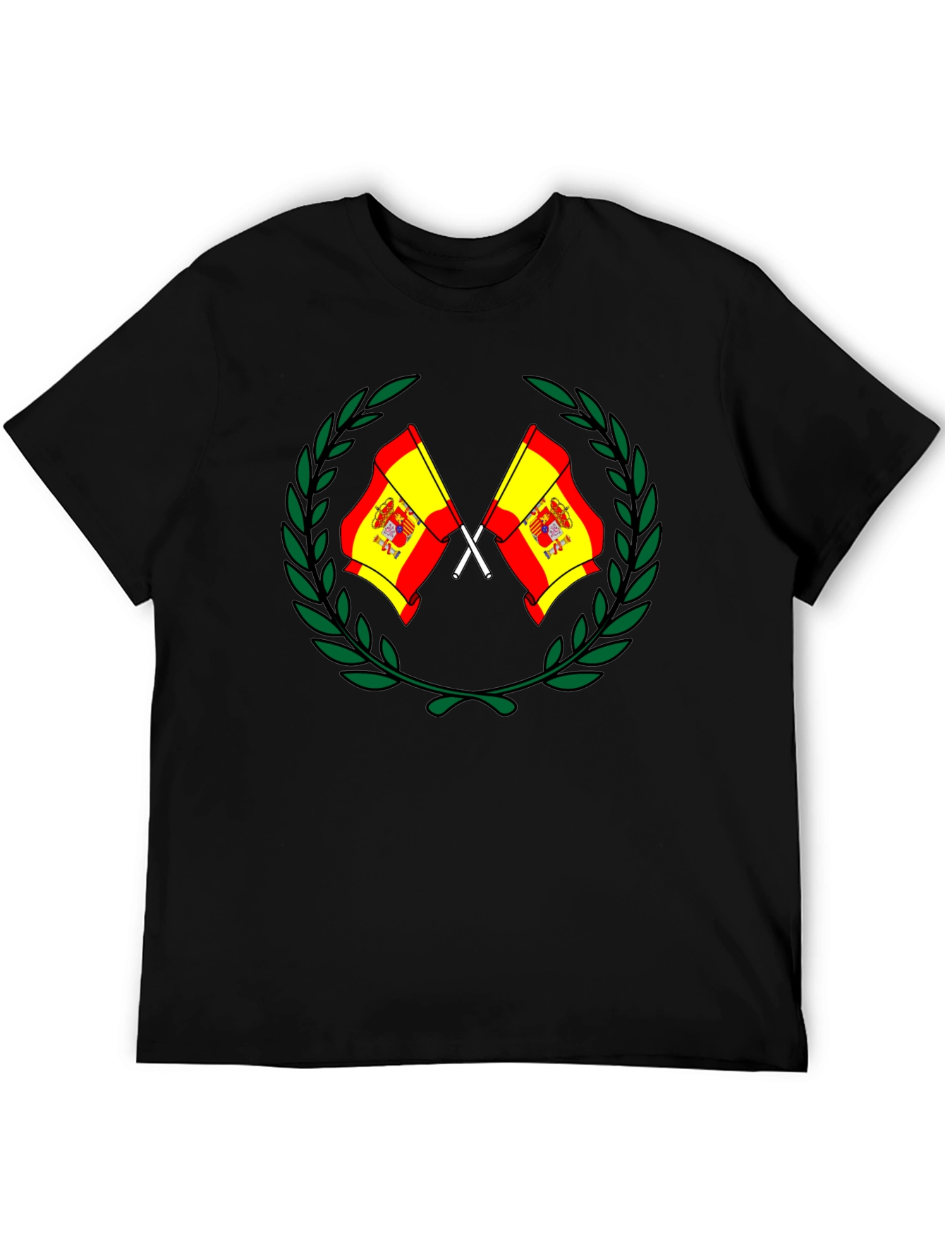 Spanish Flag Emblem Black T-Shirt