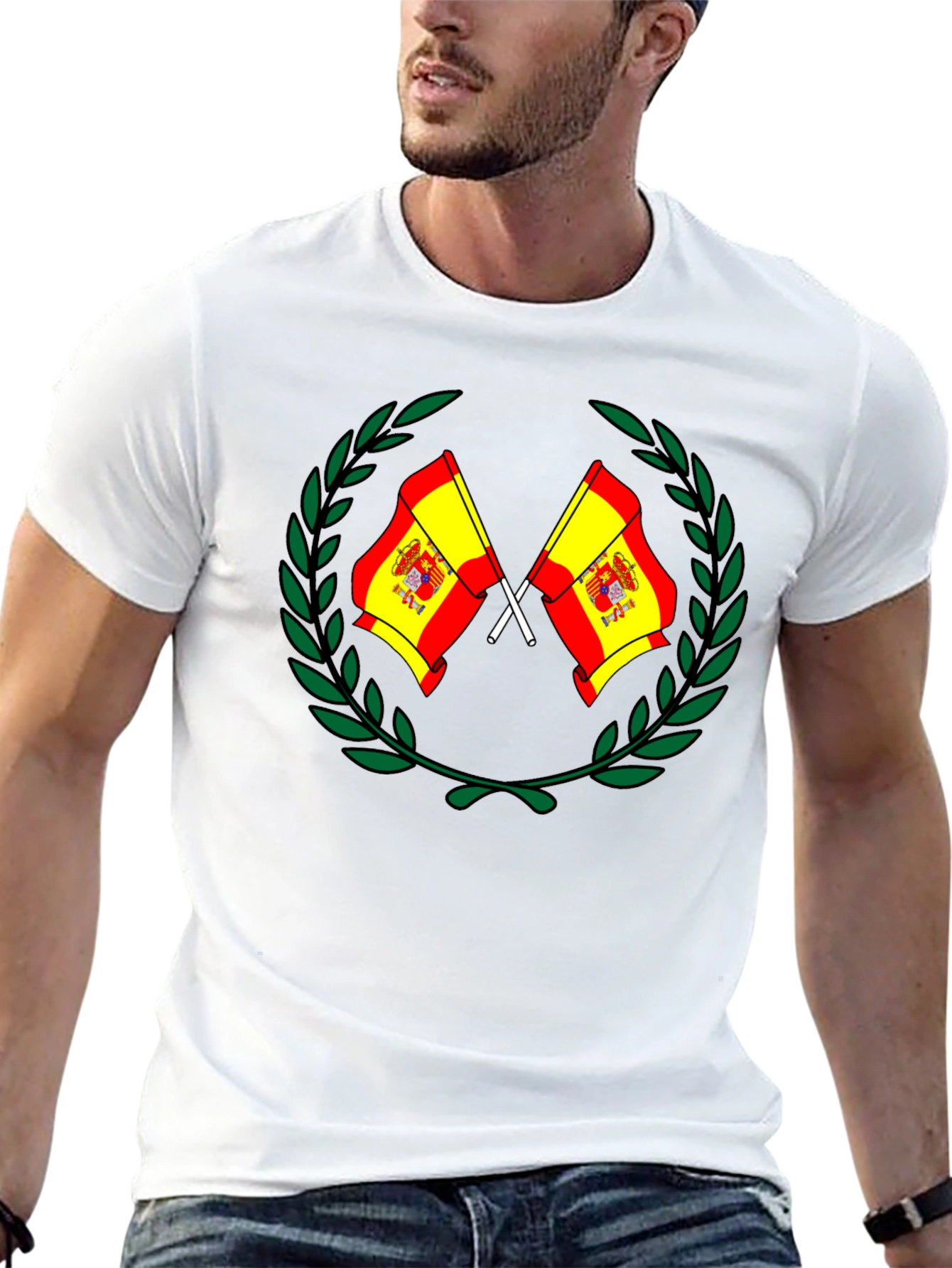 Spanish Flag Emblem Black T-Shirt