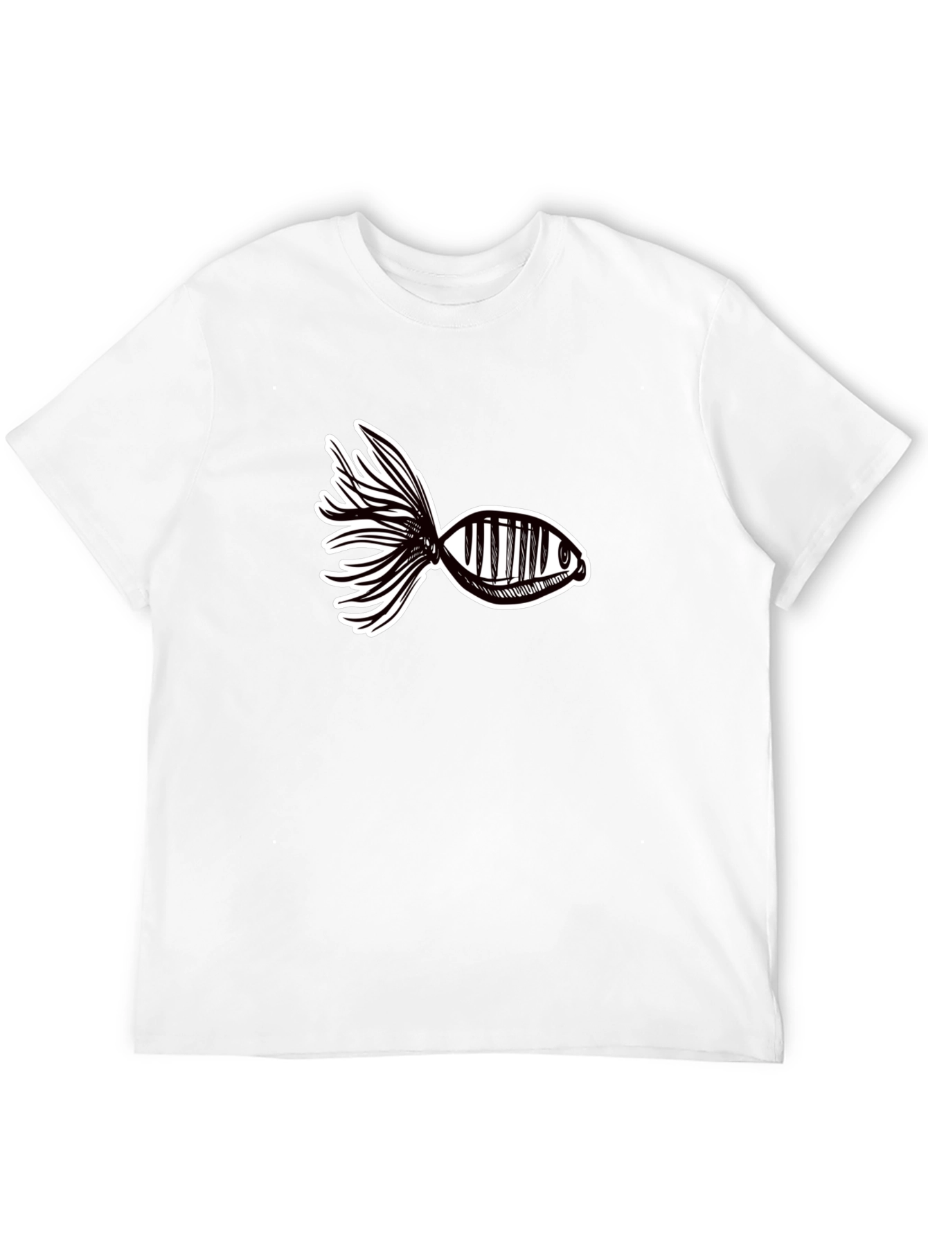 Abstract Fish Graphic Tee - Black