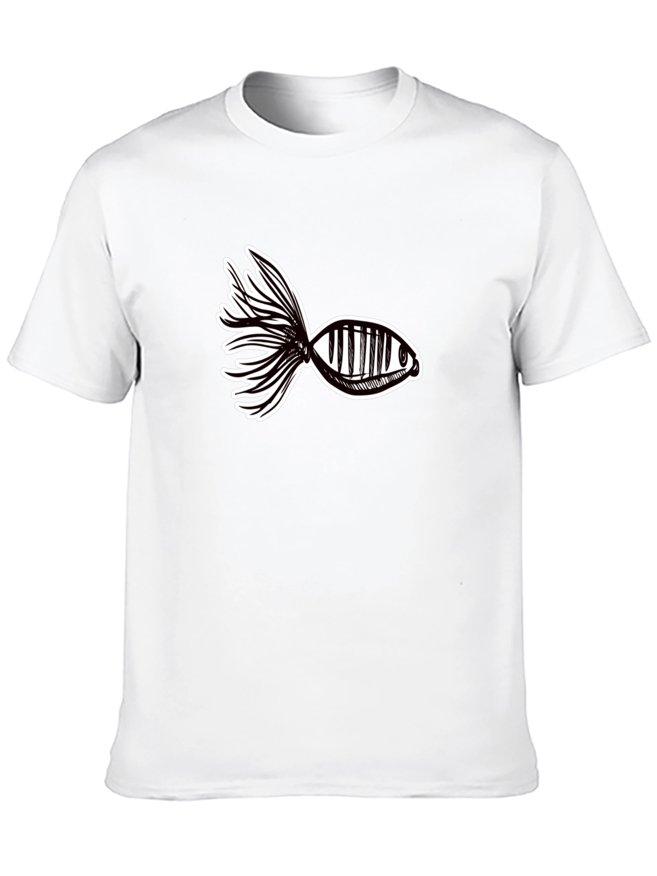 Abstract Fish Graphic Tee - Black